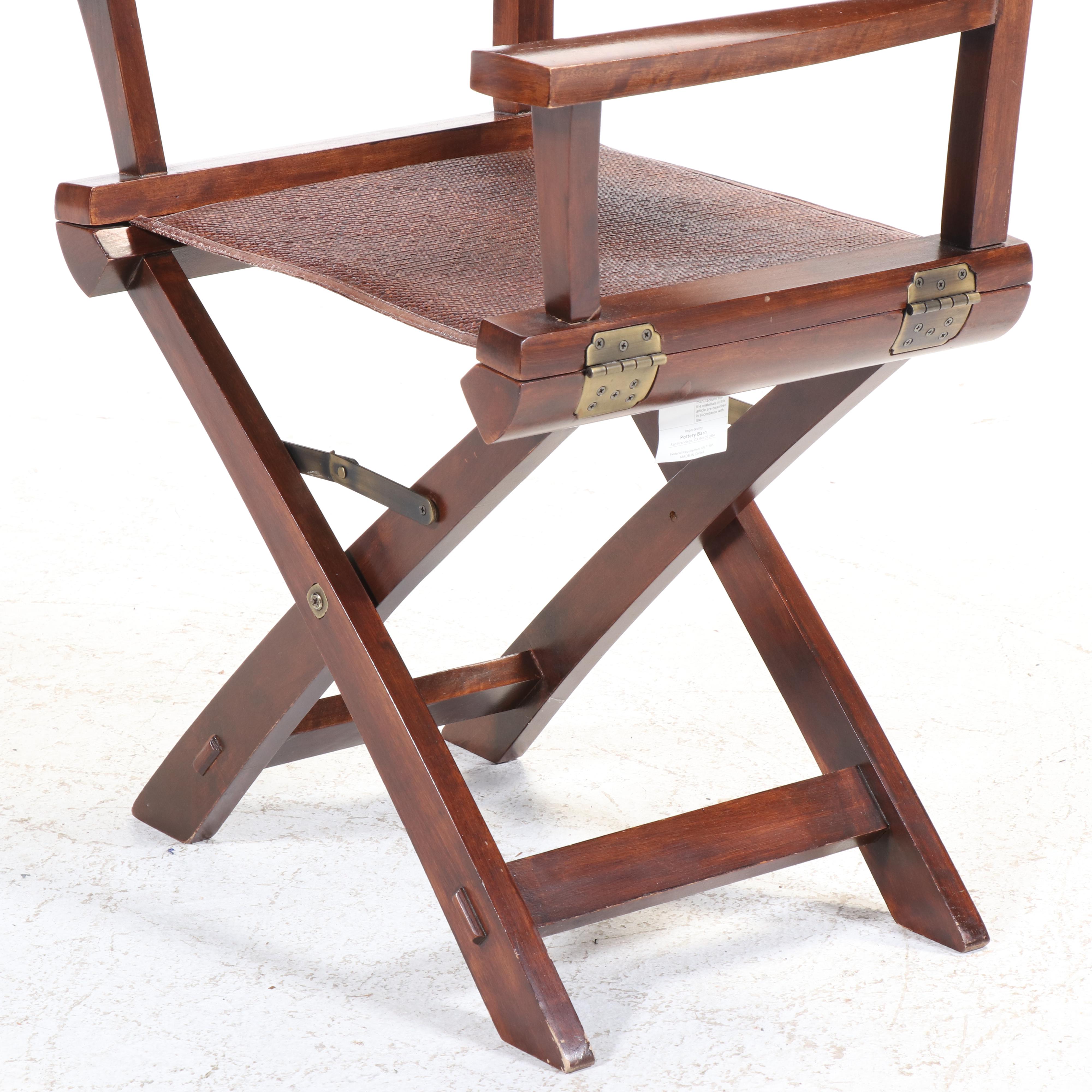 Pottery Barn Hardwood and Koobu Cane Folding Director's Chair