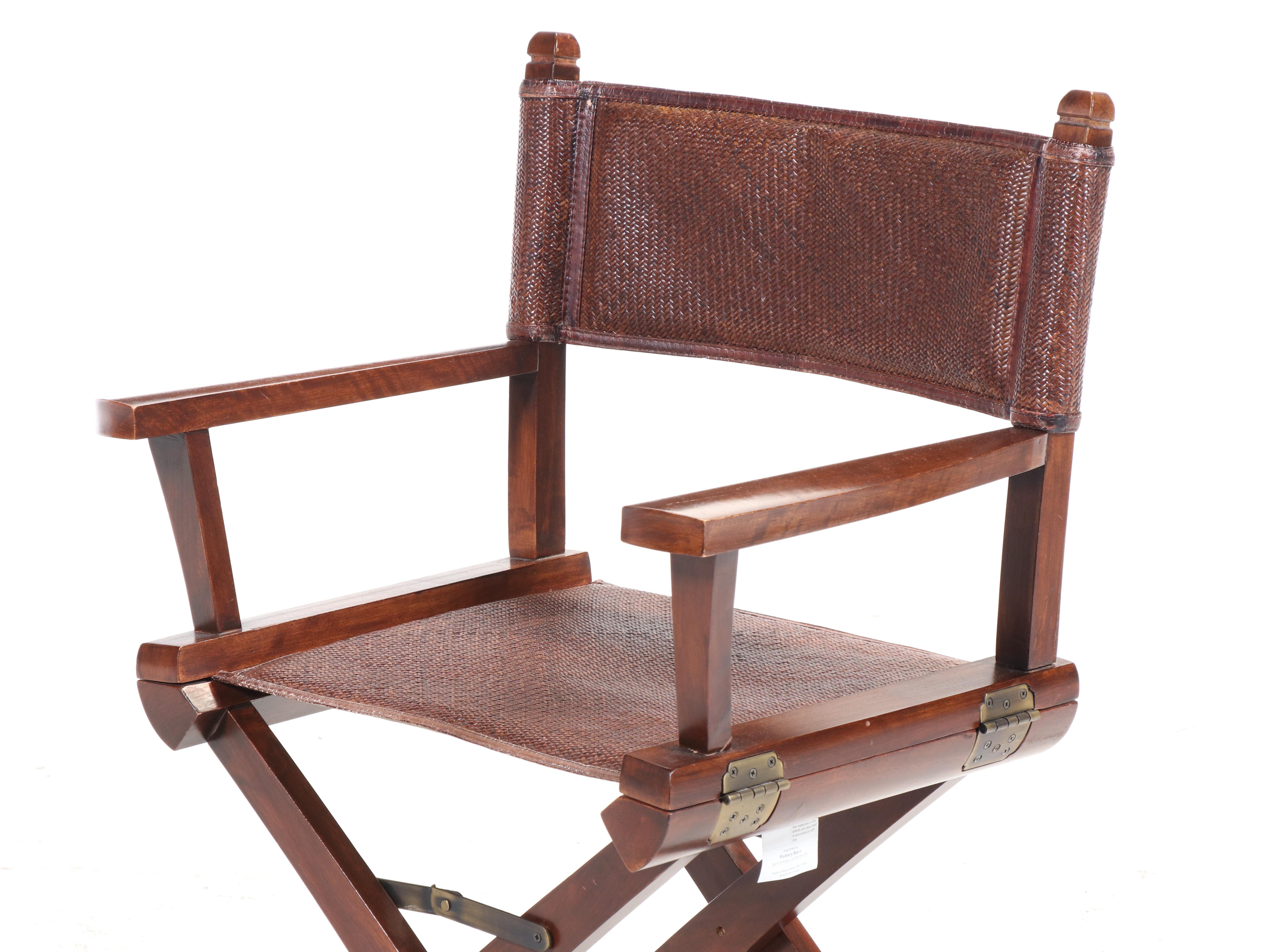 Pottery Barn Hardwood and Koobu Cane Folding Director's Chair