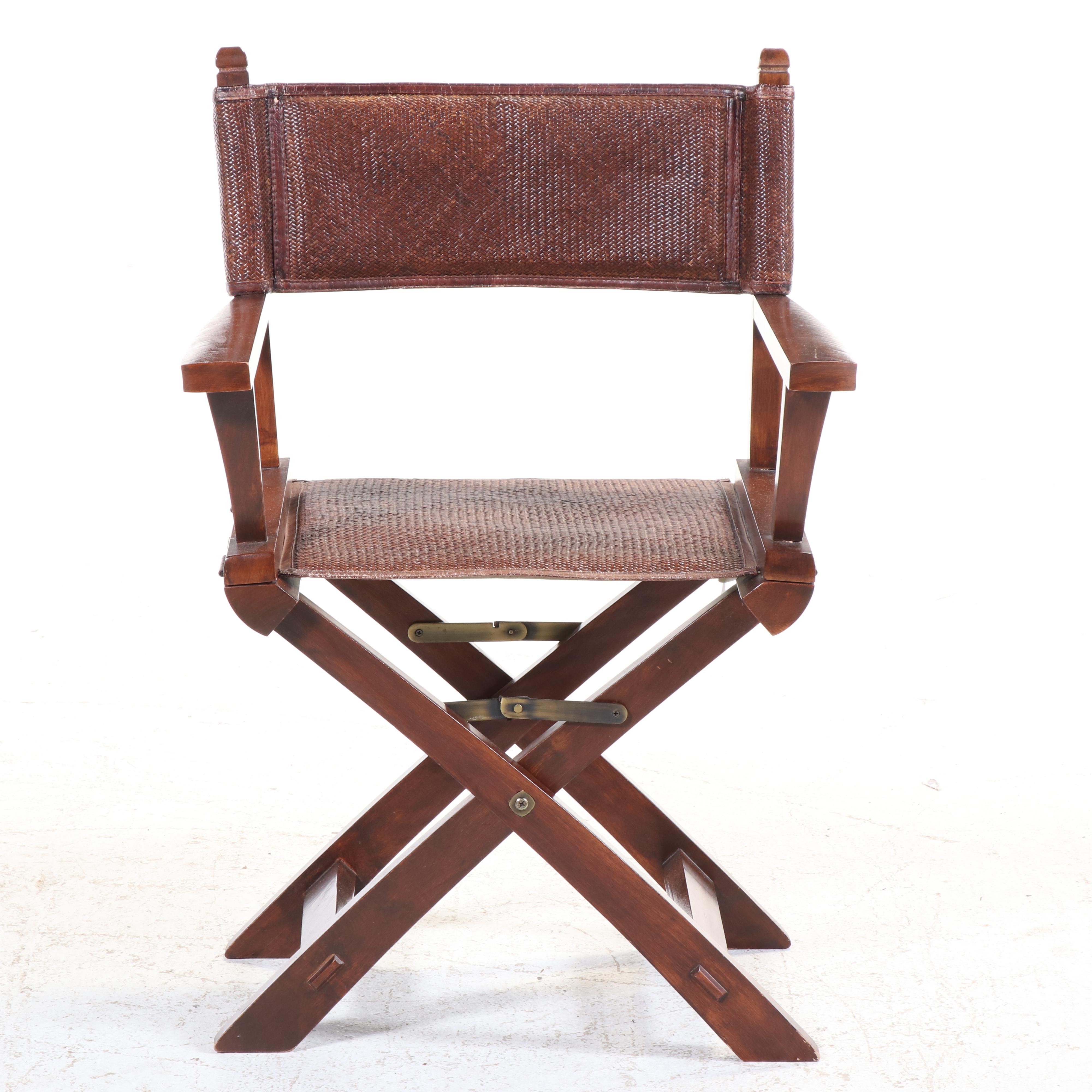 Pottery Barn Hardwood and Koobu Cane Folding Director's Chair