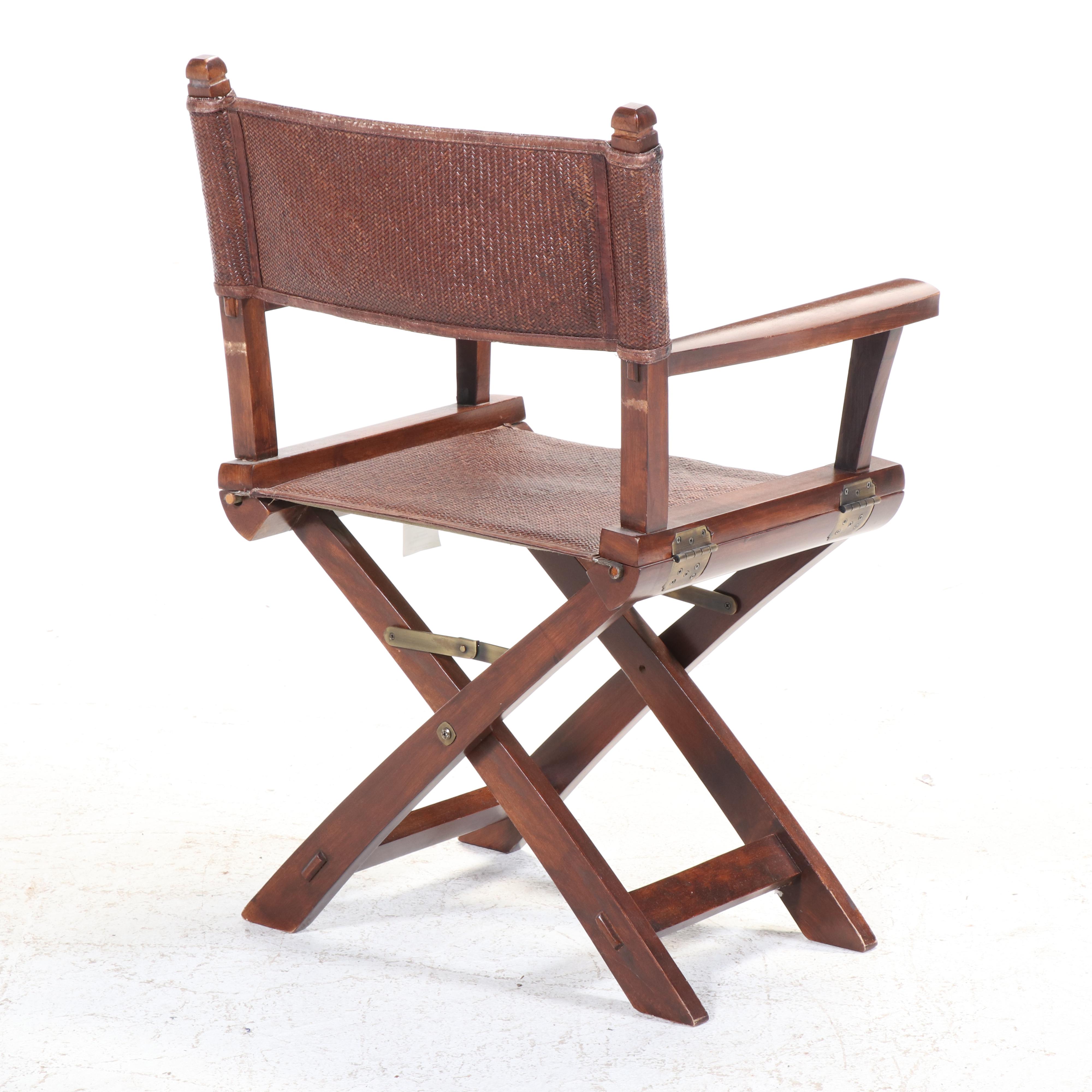 Pottery Barn Hardwood and Koobu Cane Folding Director's Chair