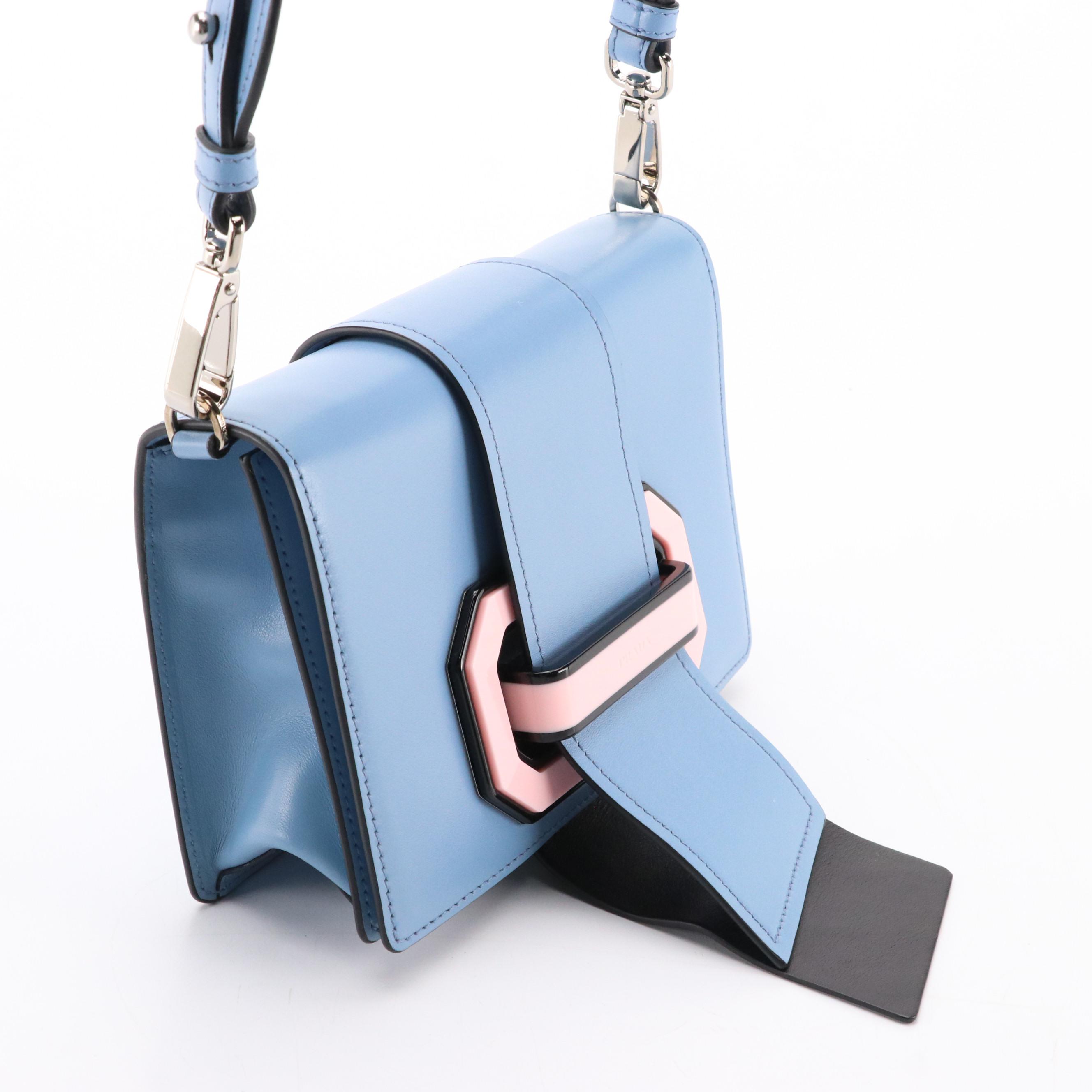 Prada Ribbon Shoulder Bag in Astrale City Calfskin and Rosa Plexiglass