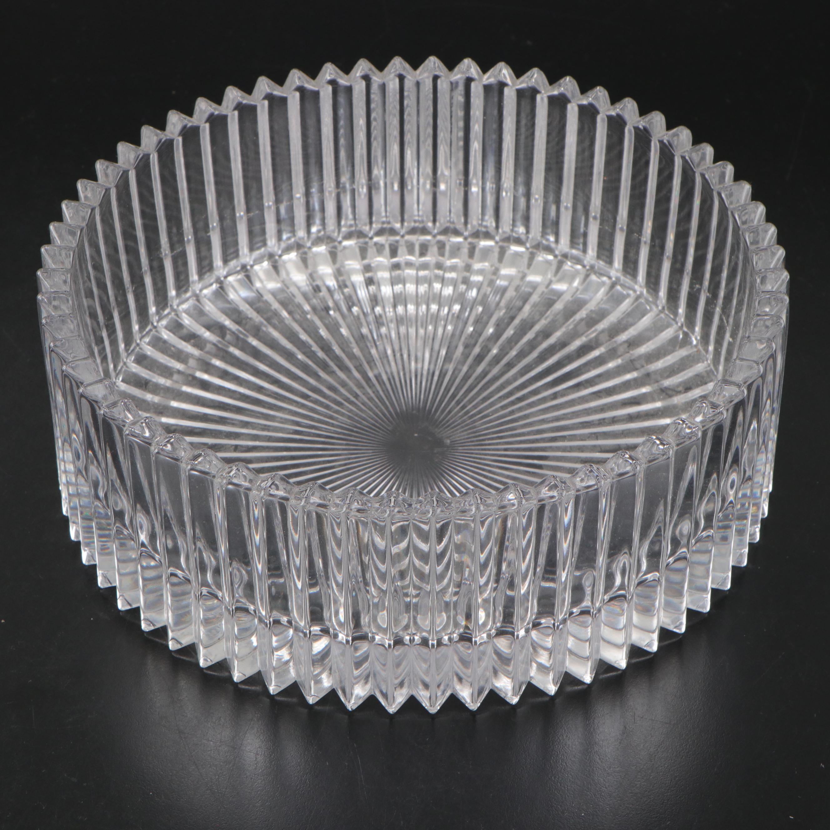 Ribbed Crystal Trumpet Vase With Centerpiece Bowl
