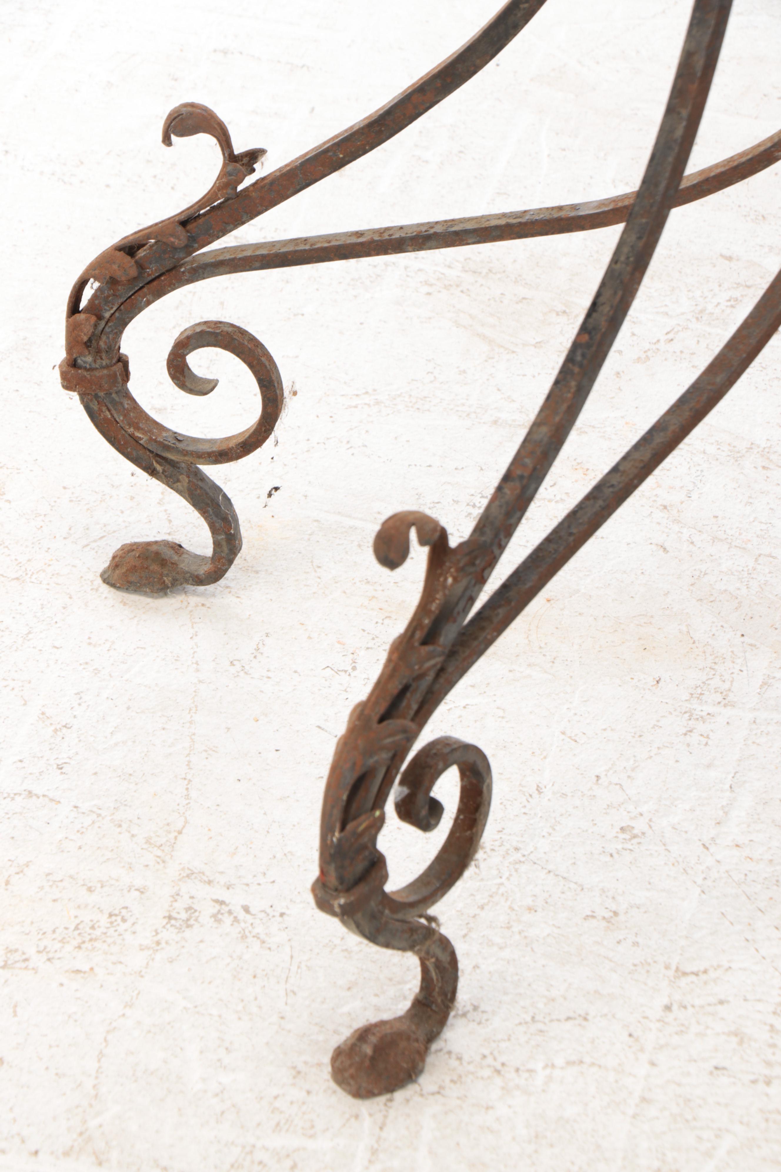 Victorian Wrought Iron Fishbowl Stand with Glass Bowl