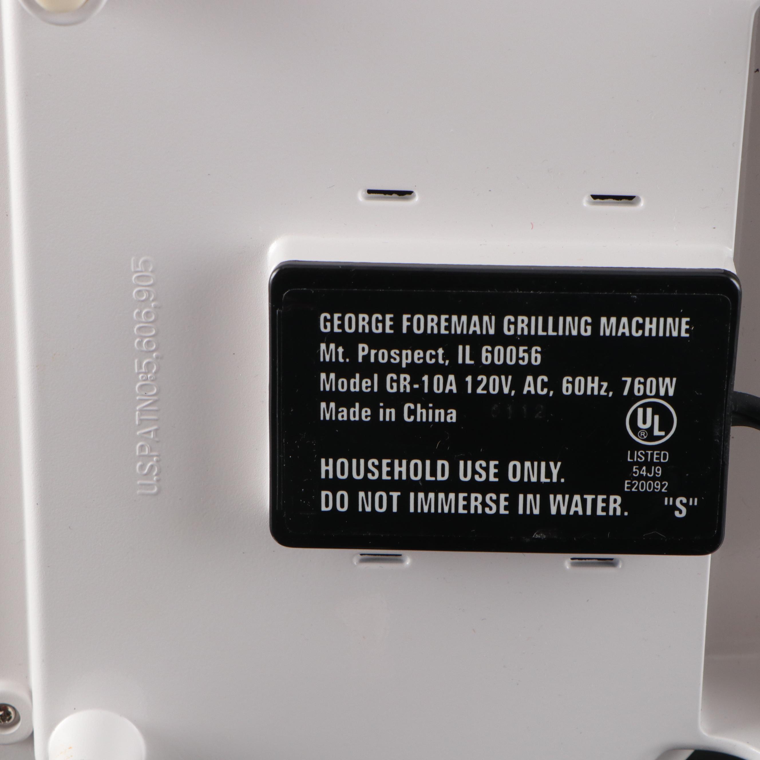 George Foreman Model GR-10A  Indoor Grill