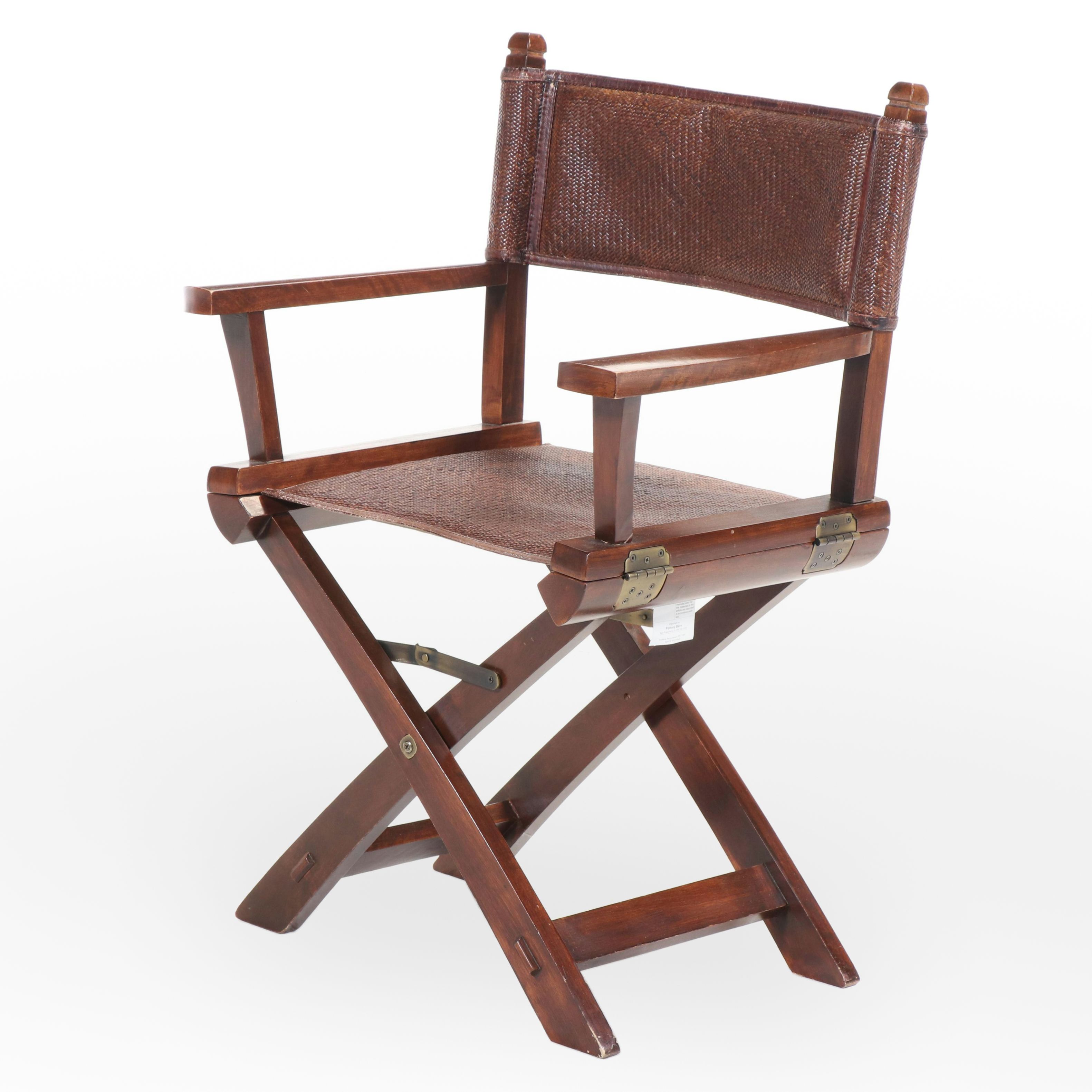 Pottery Barn Hardwood and Koobu Cane Folding Director's Chair