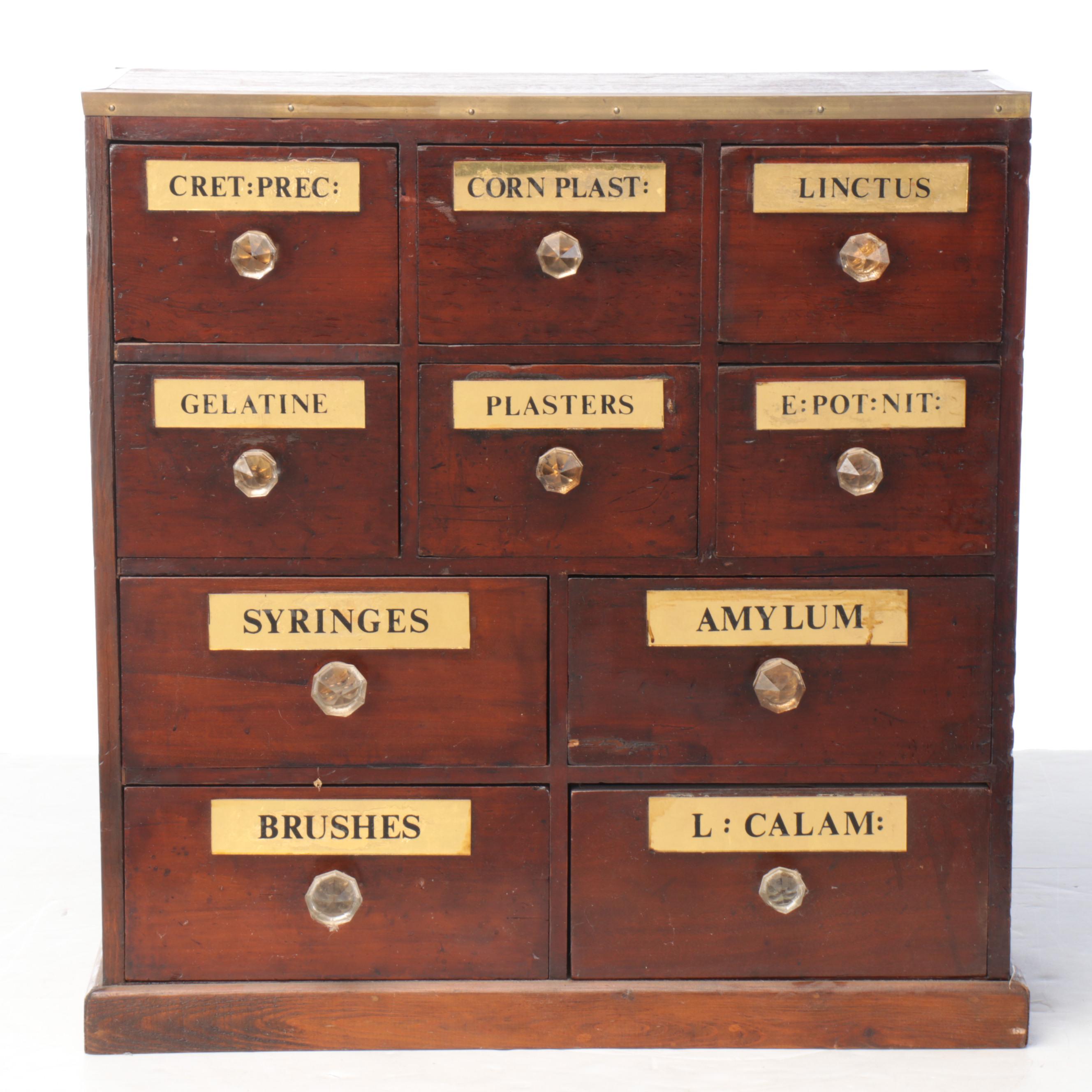 Victorian Mahogany Apothecary Cabinet, Late 19th Century