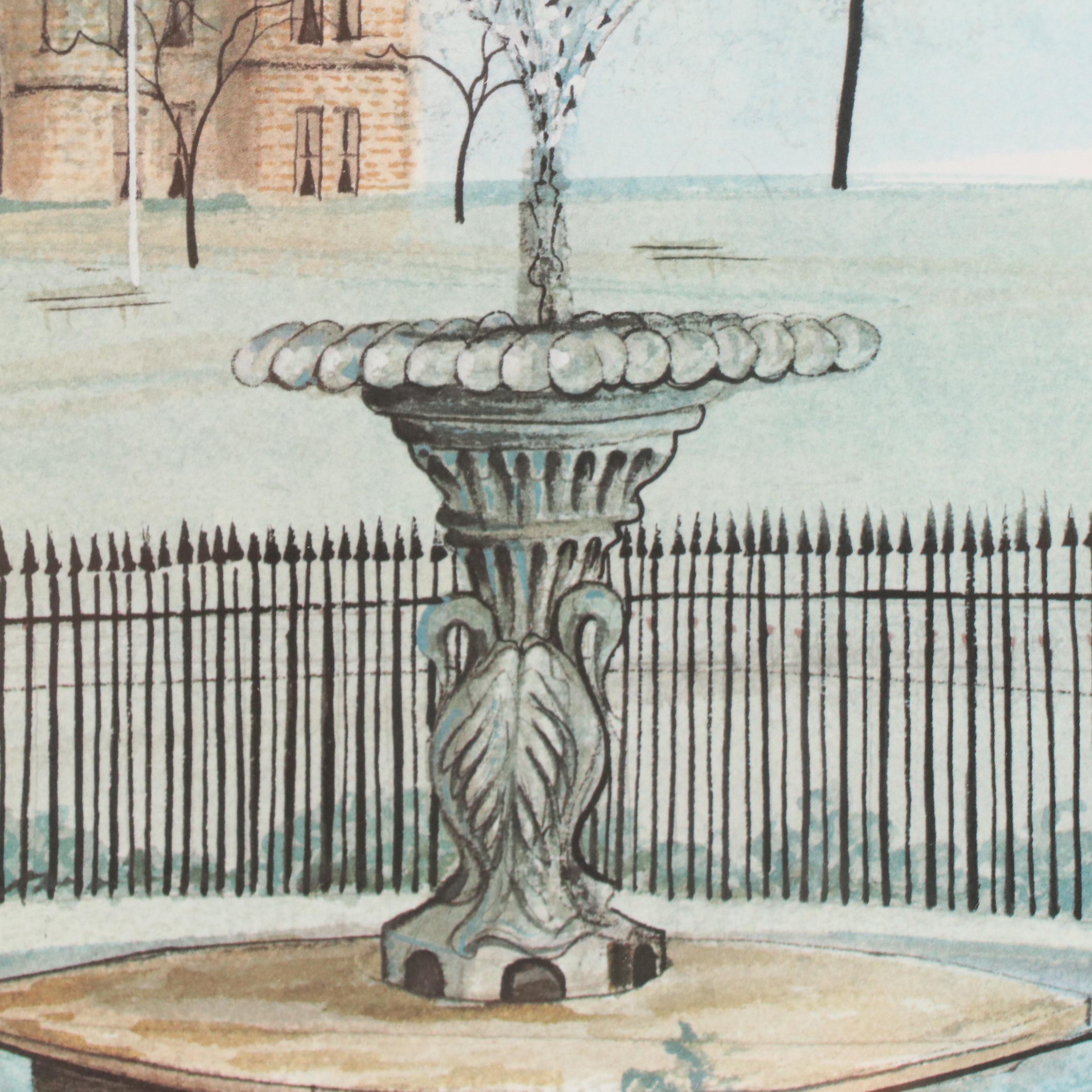 P. Buckley Moss Offset Lithograph "Courthouse Square," 1991