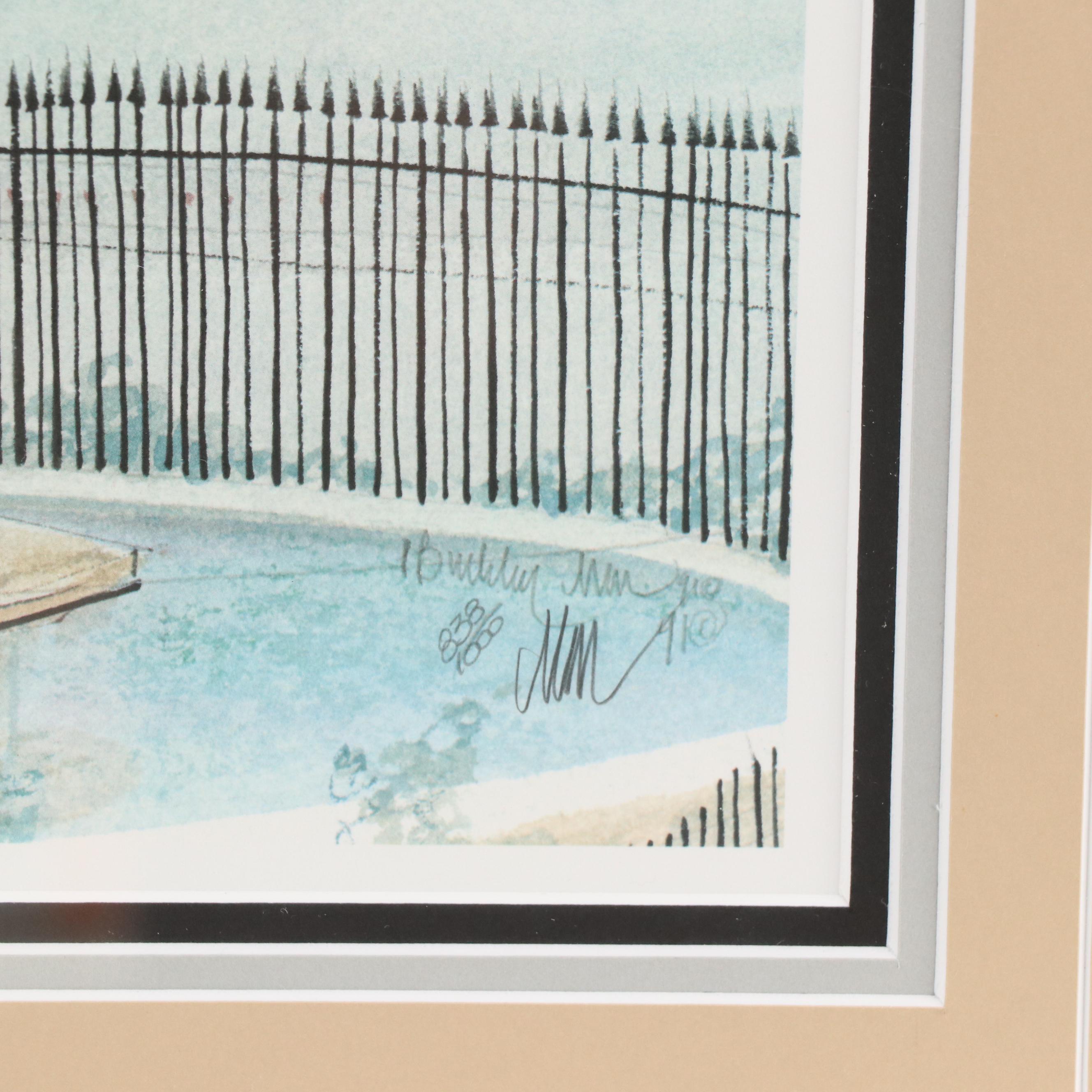 P. Buckley Moss Offset Lithograph "Courthouse Square," 1991