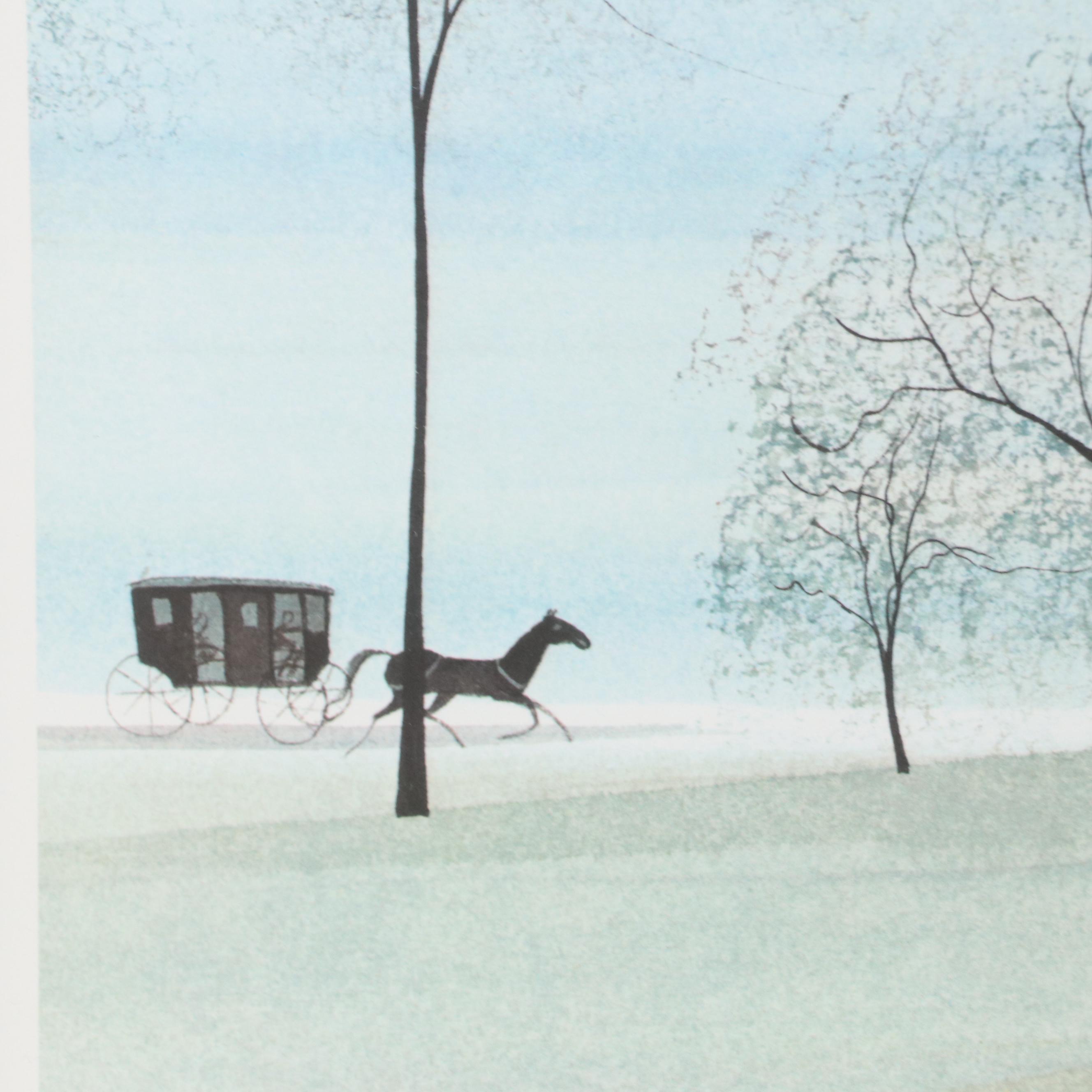 P. Buckley Moss Offset Lithograph "Courthouse Square," 1991