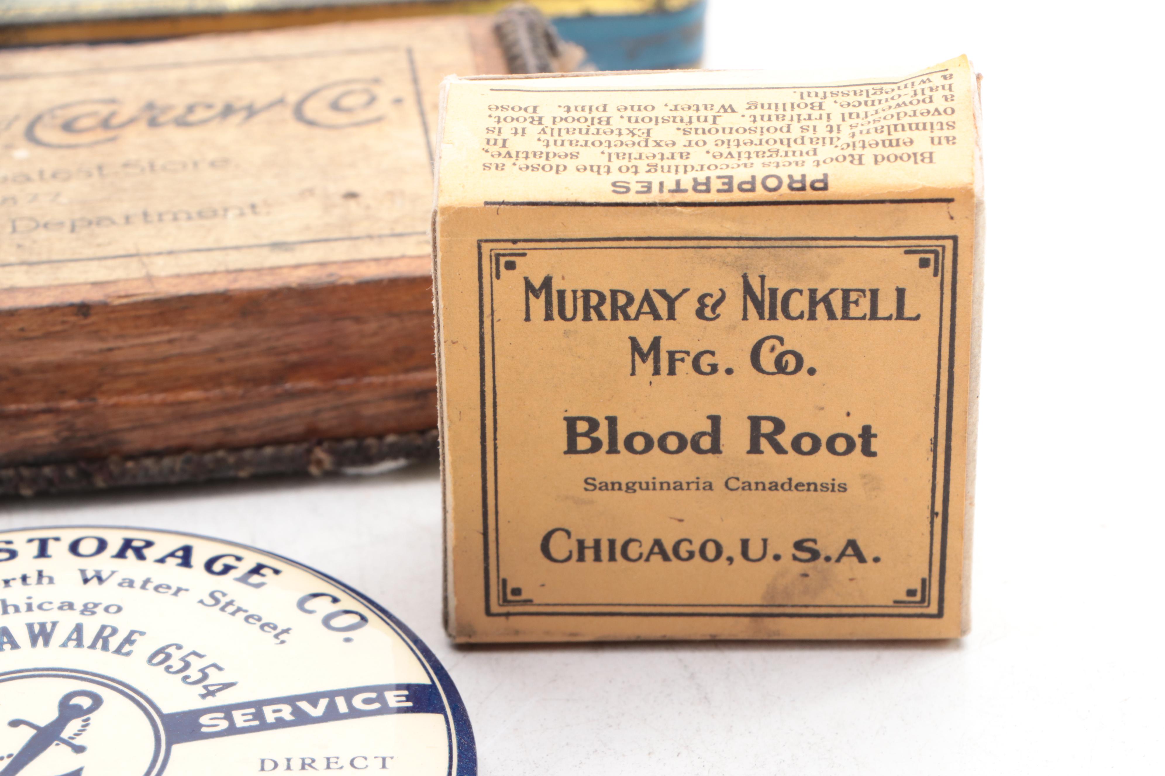 Whiting's Brushes Advertising Sign with Pocket Mirror, Pencil Box and More