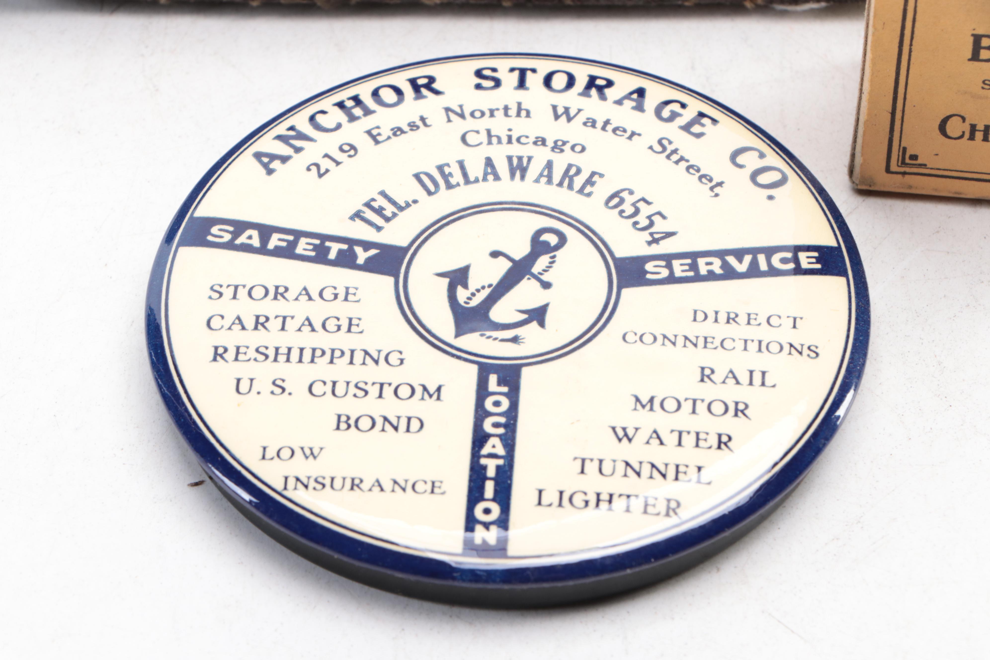 Whiting's Brushes Advertising Sign with Pocket Mirror, Pencil Box and More