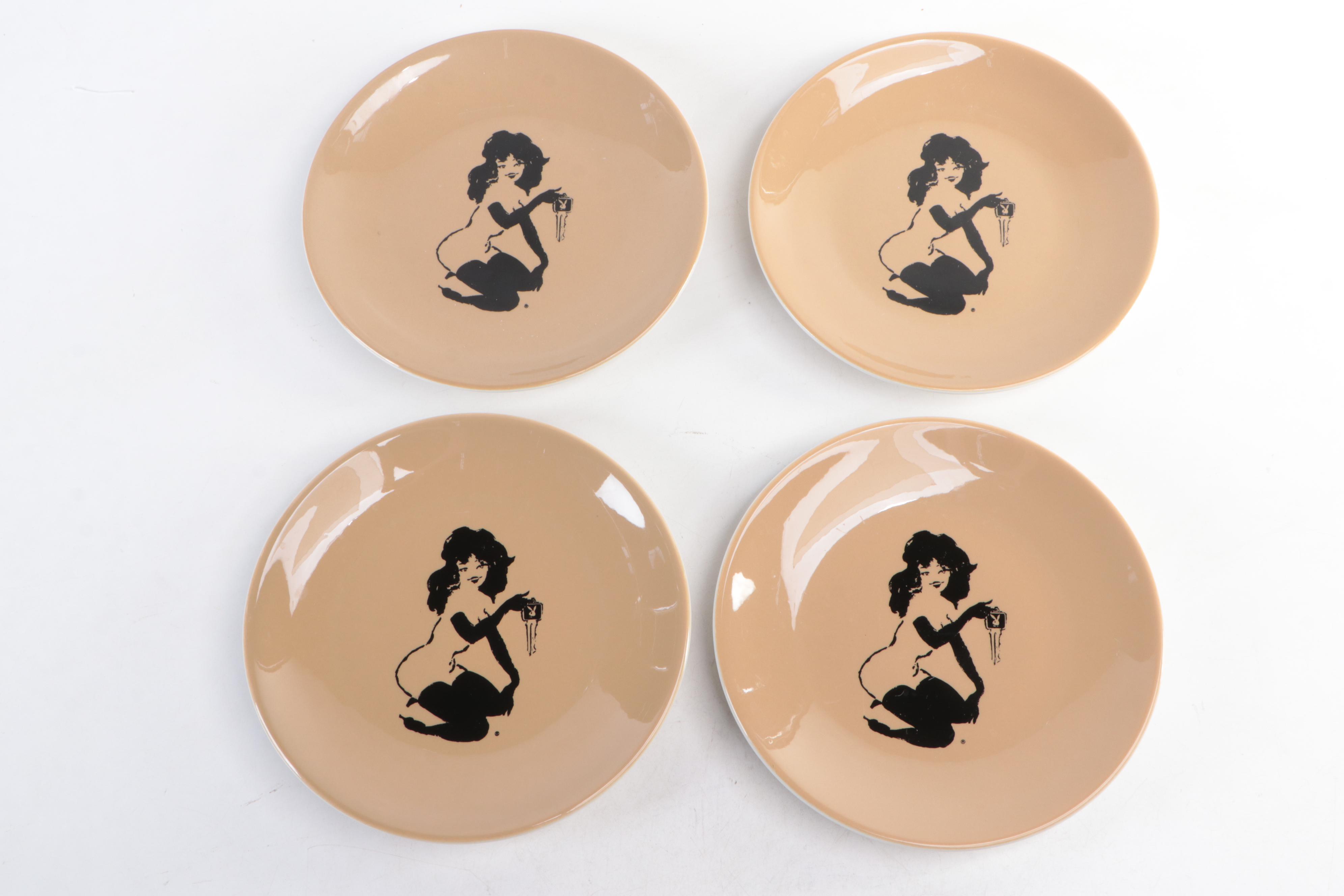 Sterling China Company Playboy Bunny Themed Ceramic Plates, Mid-20th Century