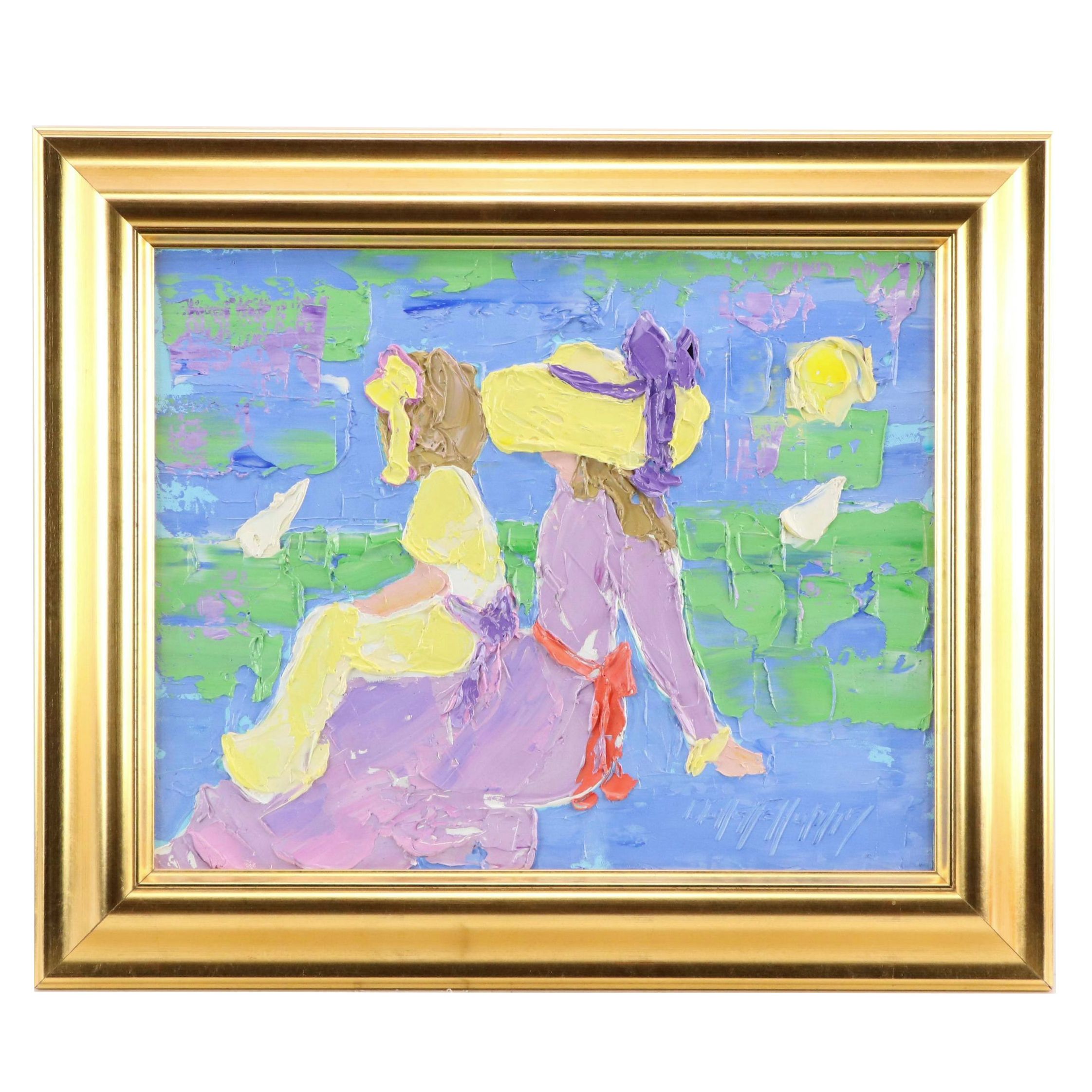 Gayle Gillette Hummel Impasto Oil Painting of Two Women