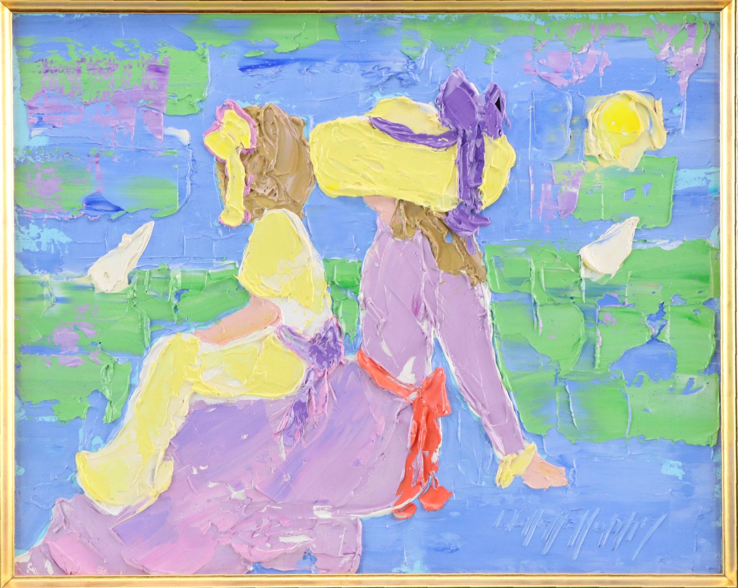 Gayle Gillette Hummel Impasto Oil Painting of Two Women