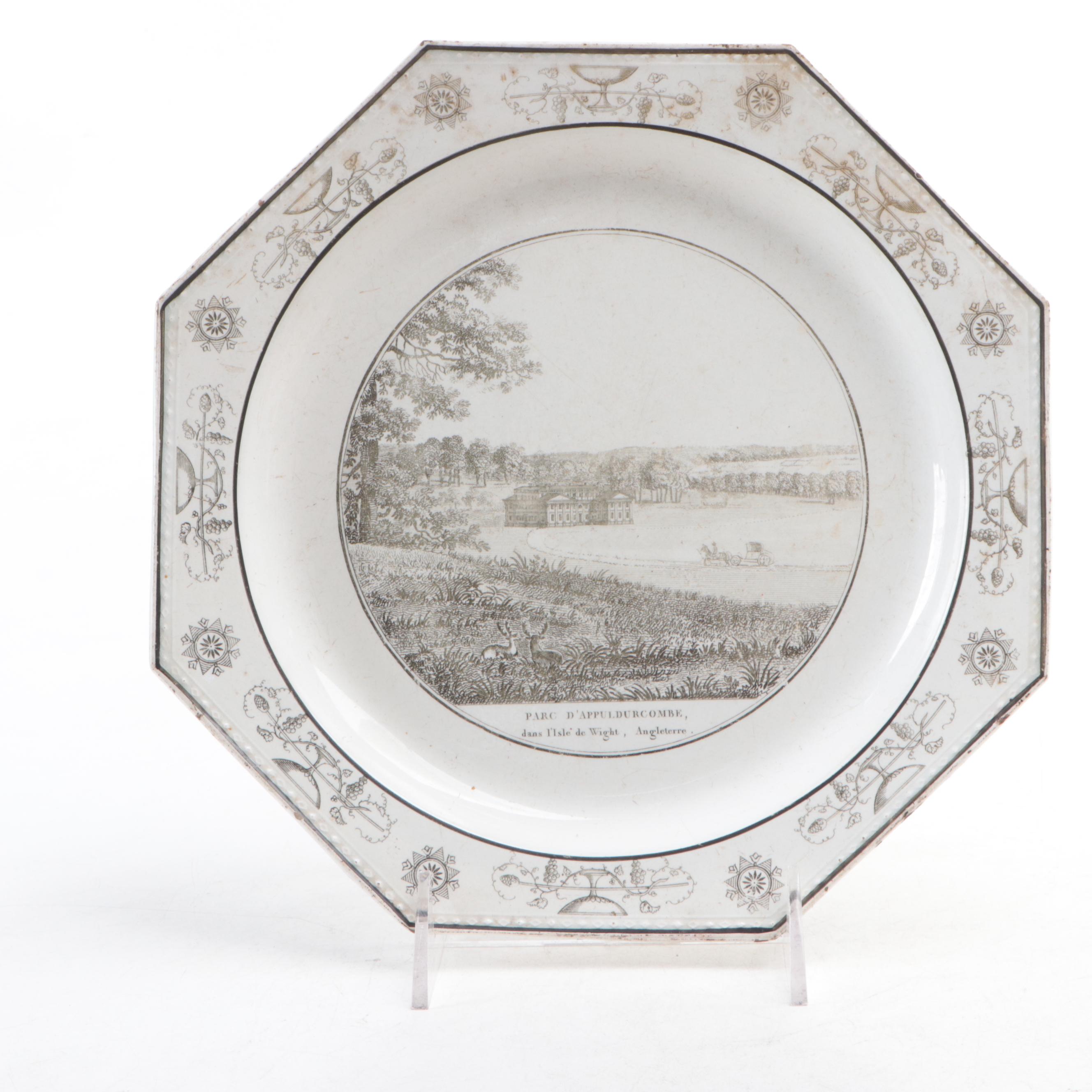 Coquerel and Legros d'Anisy Creil Faience Grisaille Transfer Plates