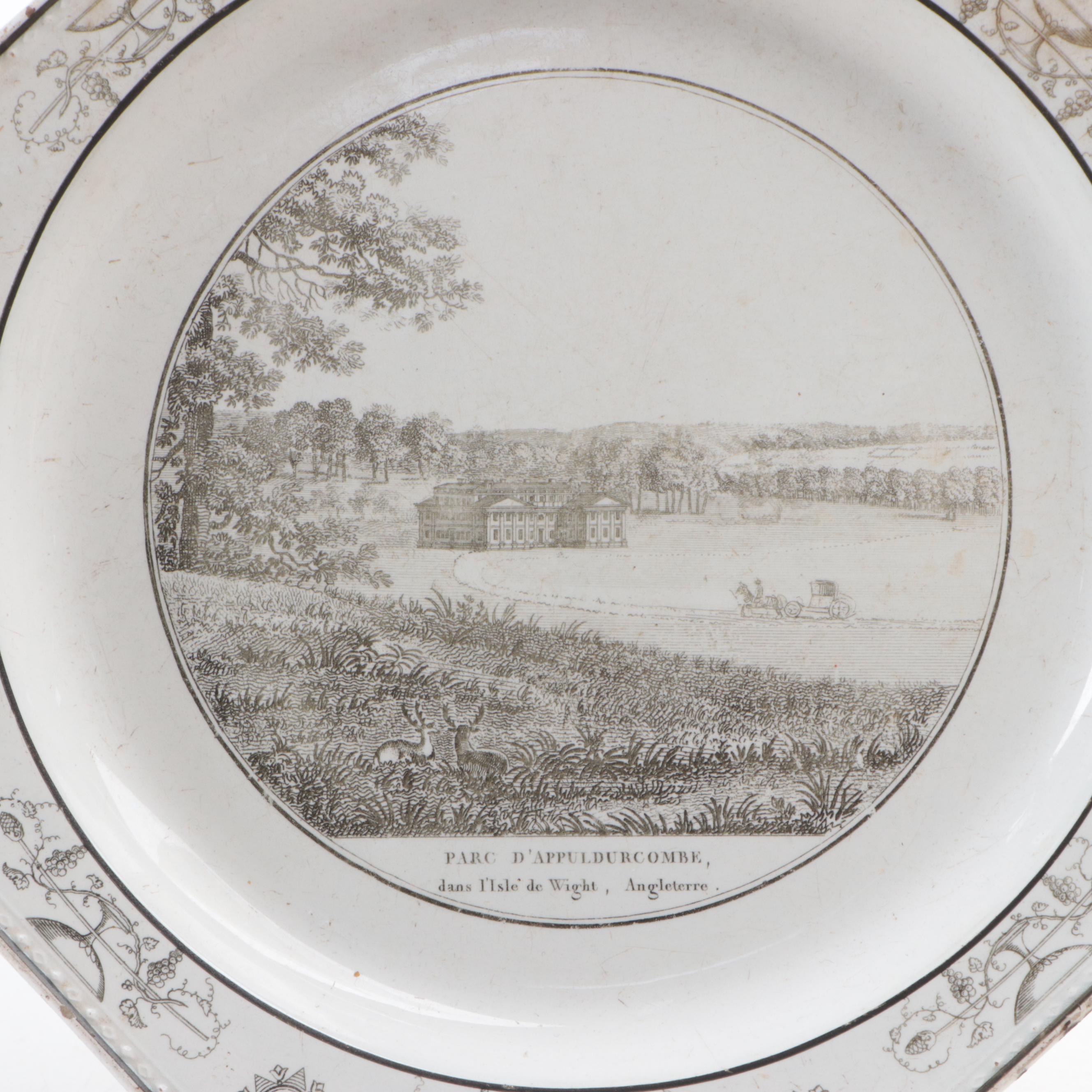 Coquerel and Legros d'Anisy Creil Faience Grisaille Transfer Plates