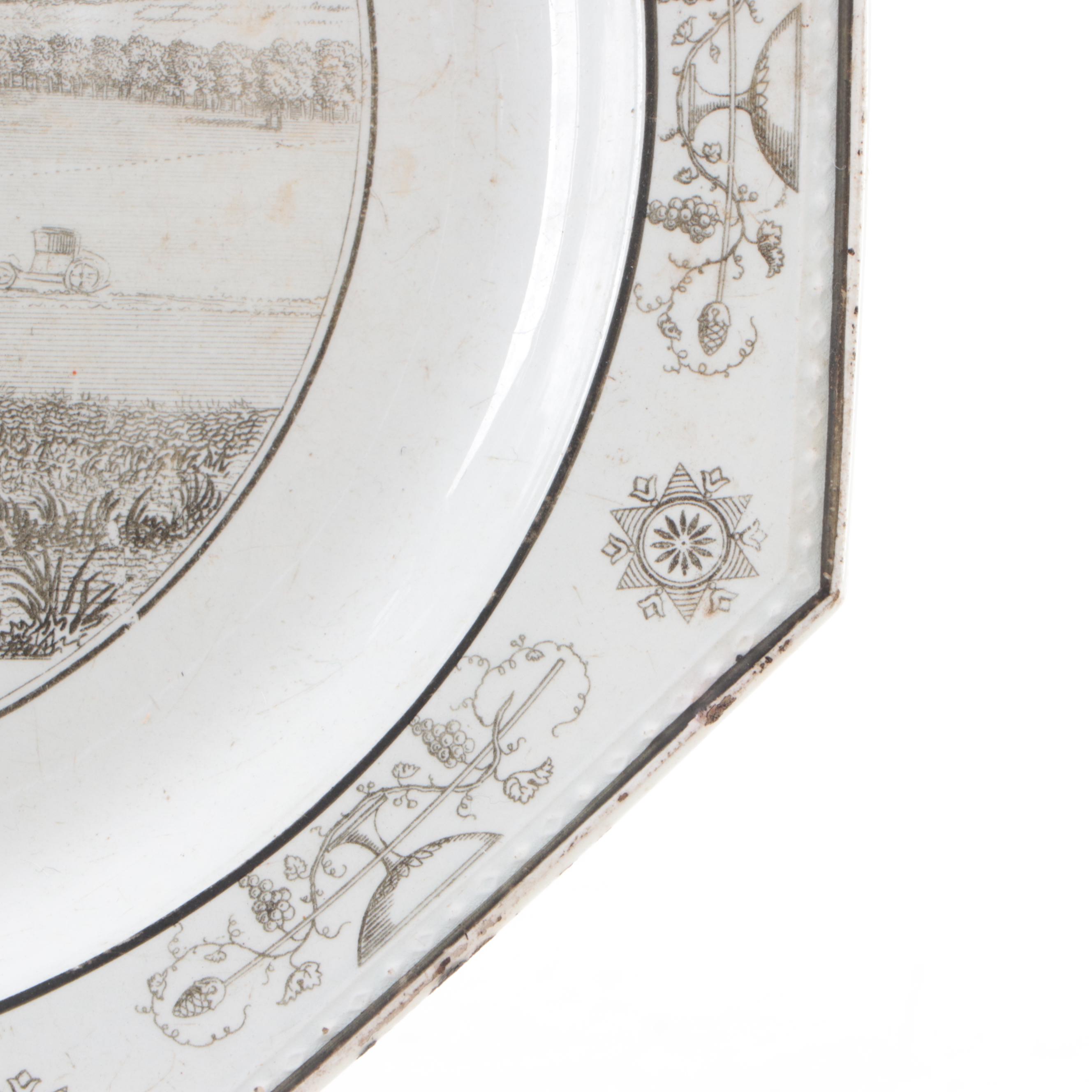 Coquerel and Legros d'Anisy Creil Faience Grisaille Transfer Plates