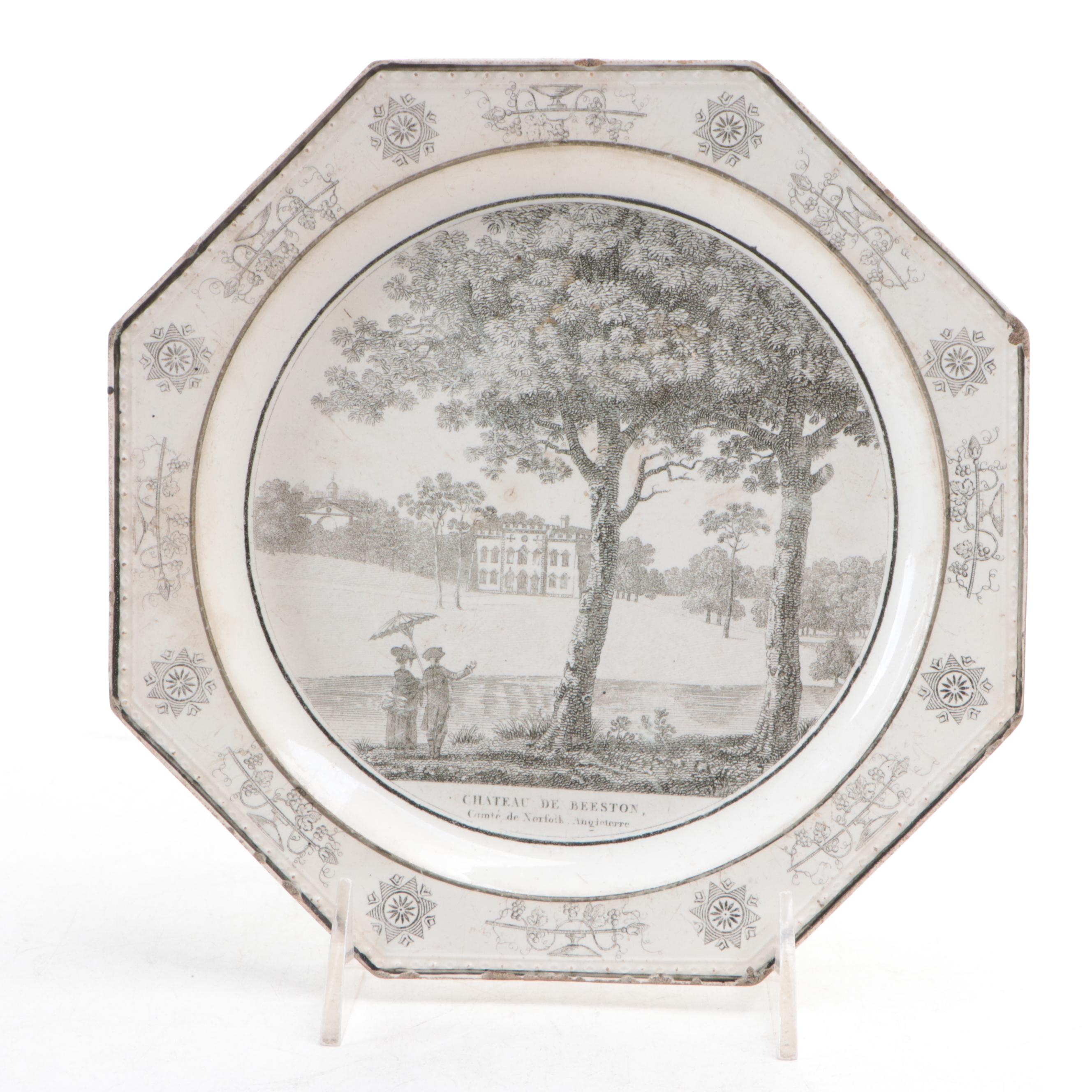 Coquerel and Legros d'Anisy Creil Faience Grisaille Transfer Plates