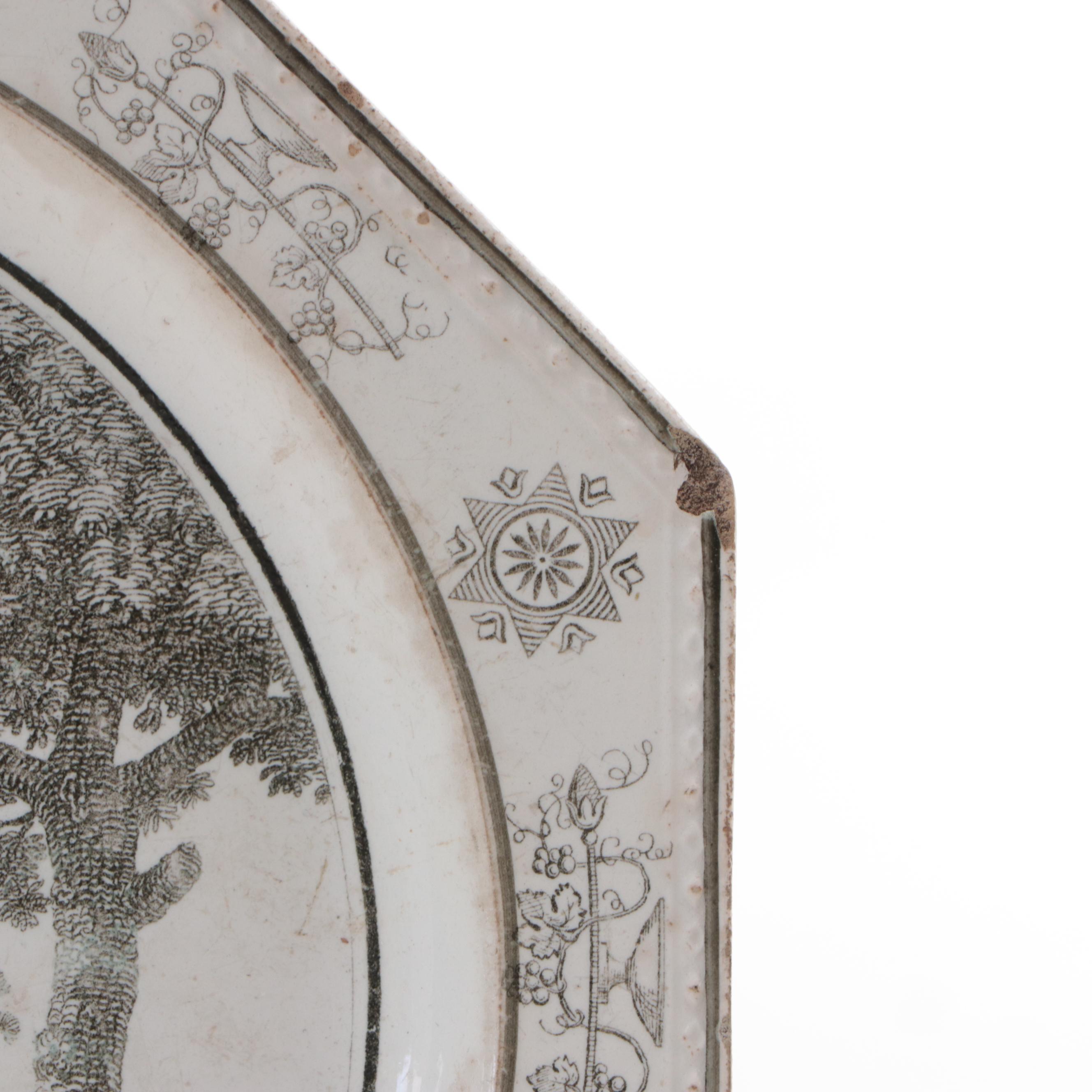 Coquerel and Legros d'Anisy Creil Faience Grisaille Transfer Plates