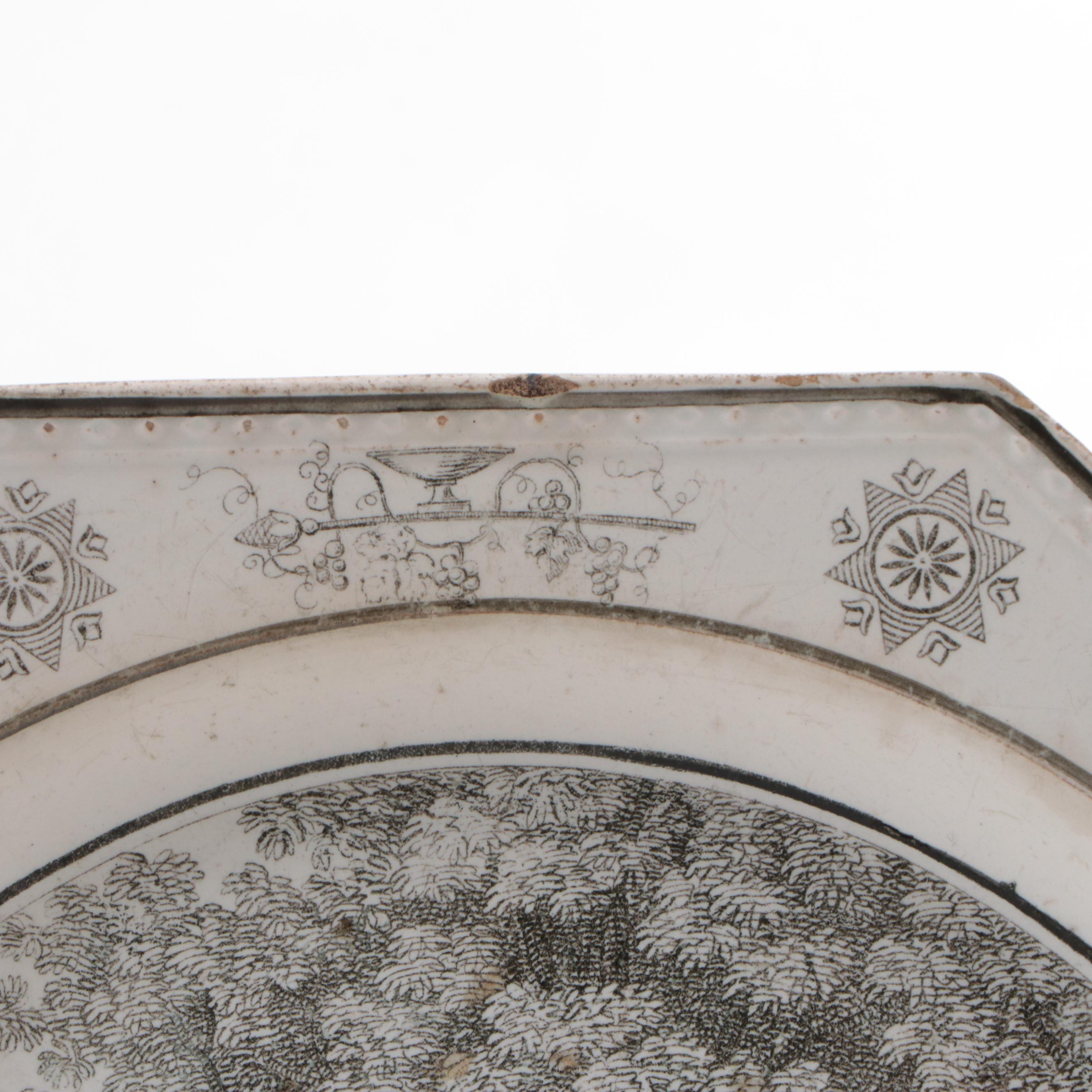 Coquerel and Legros d'Anisy Creil Faience Grisaille Transfer Plates