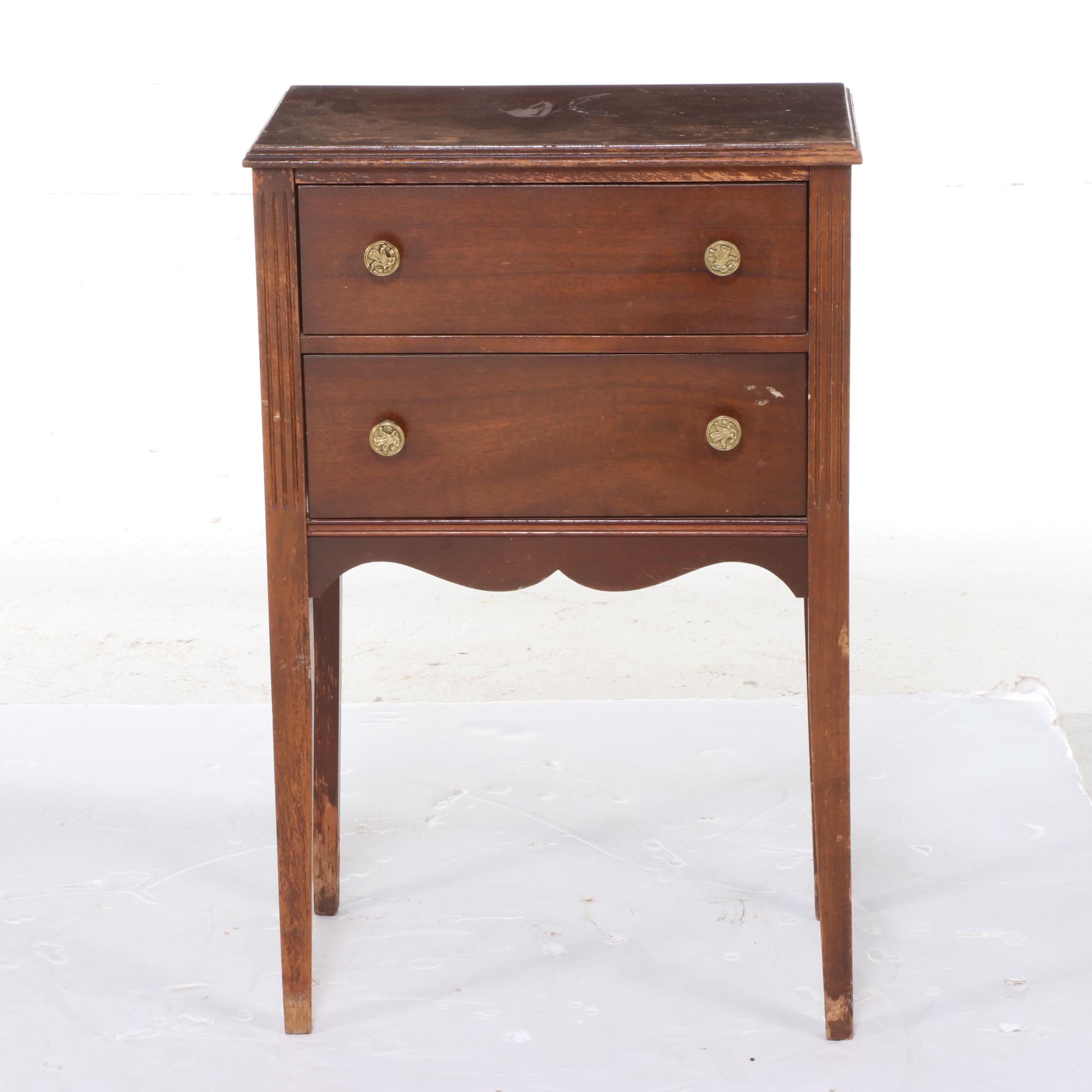 Federal Style Pedestal Side Table with Sewing Table, Early to Mid 20th Century