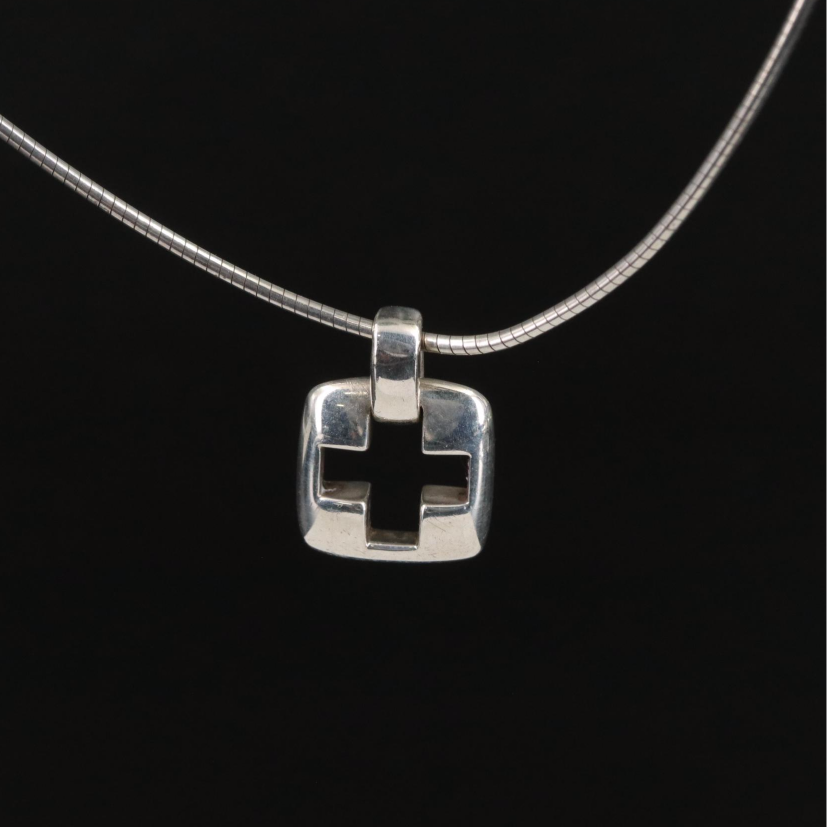 Tiffany & Co. Sterling Cross Cut-Out Pendant Necklace