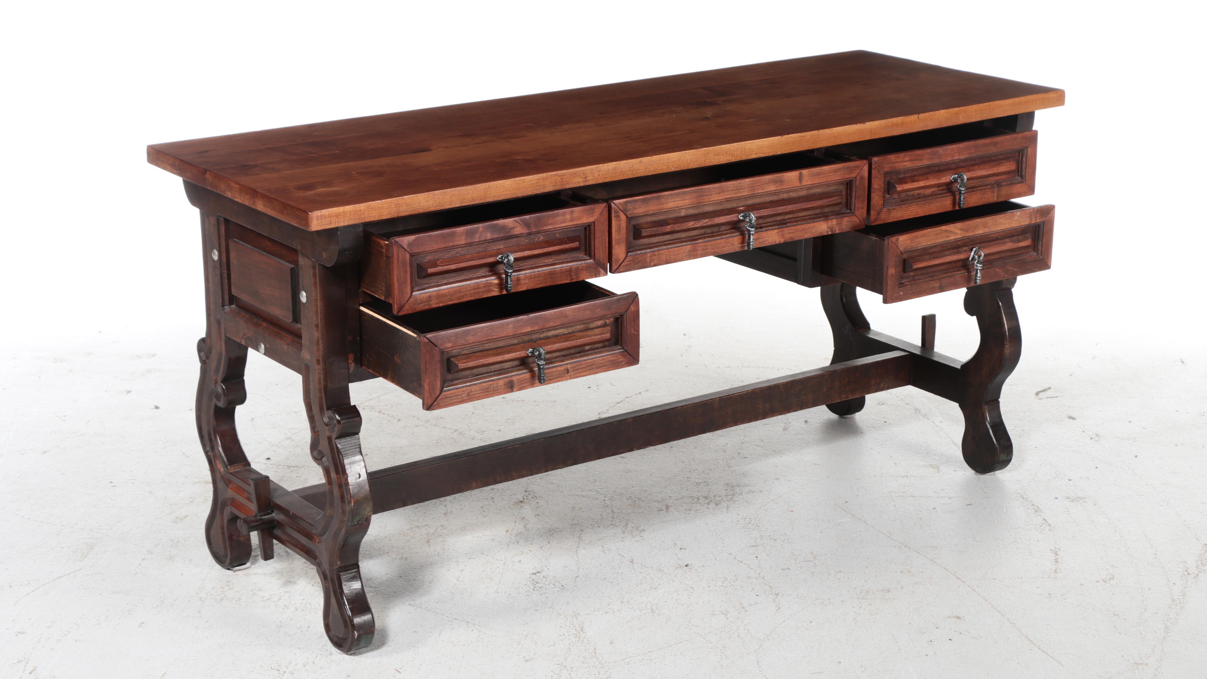 Spanish Baroque Style Desk with American Signature Ladder Back Side Chair