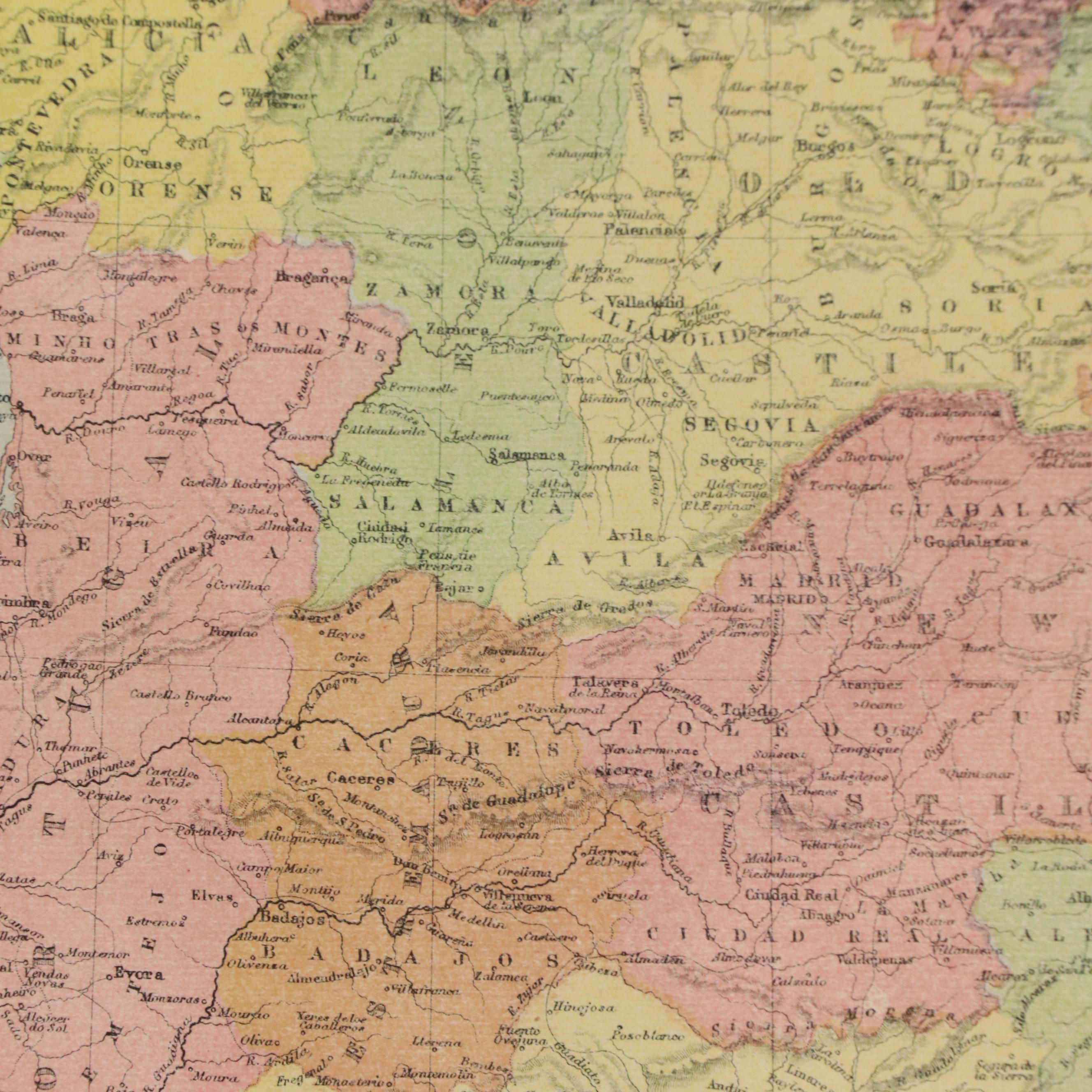 Color Lithograph Map "Spain and Portugal"