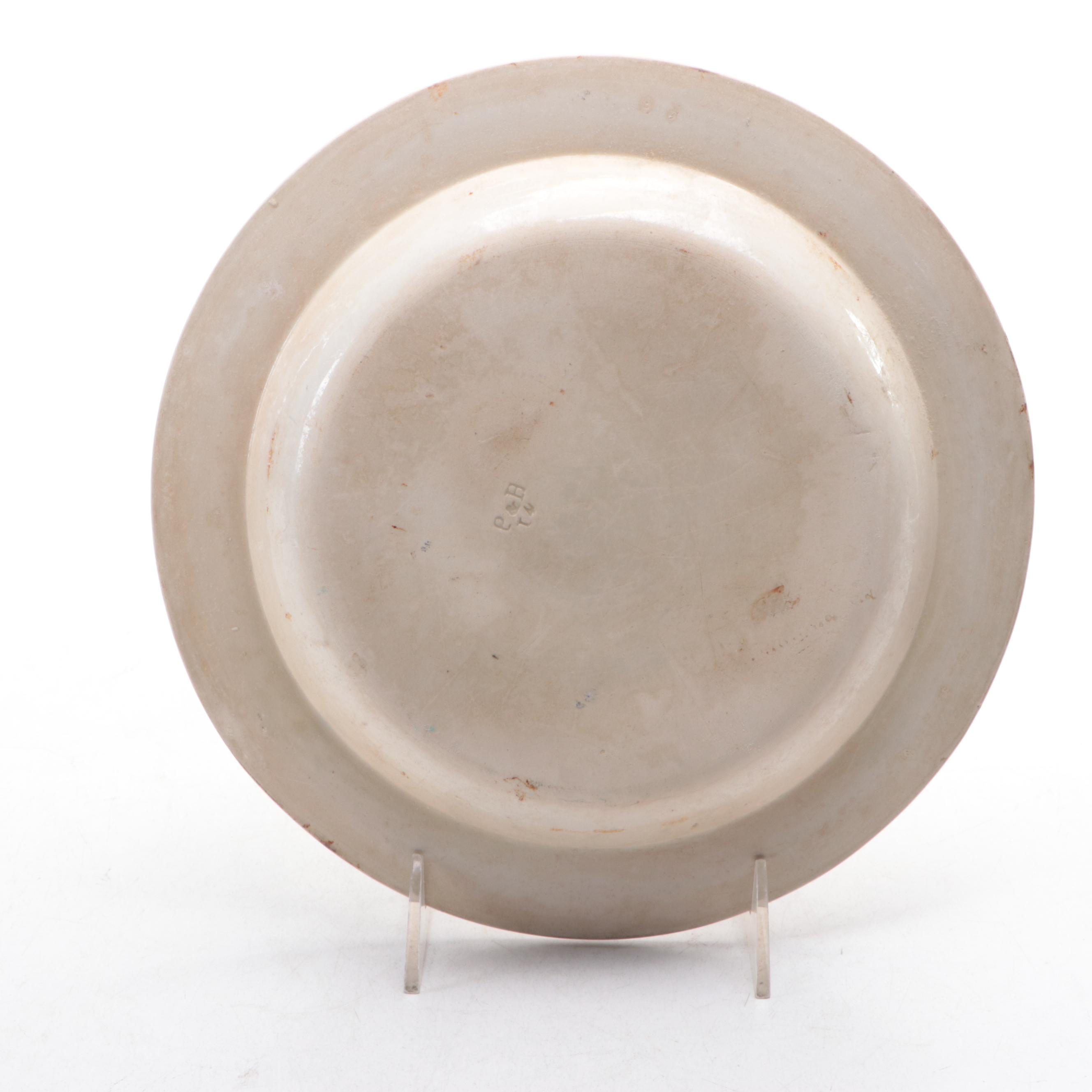 H.B. Boulenger Choisy-le-Roi with Other Faience Grisaille Transfer Soup Plates