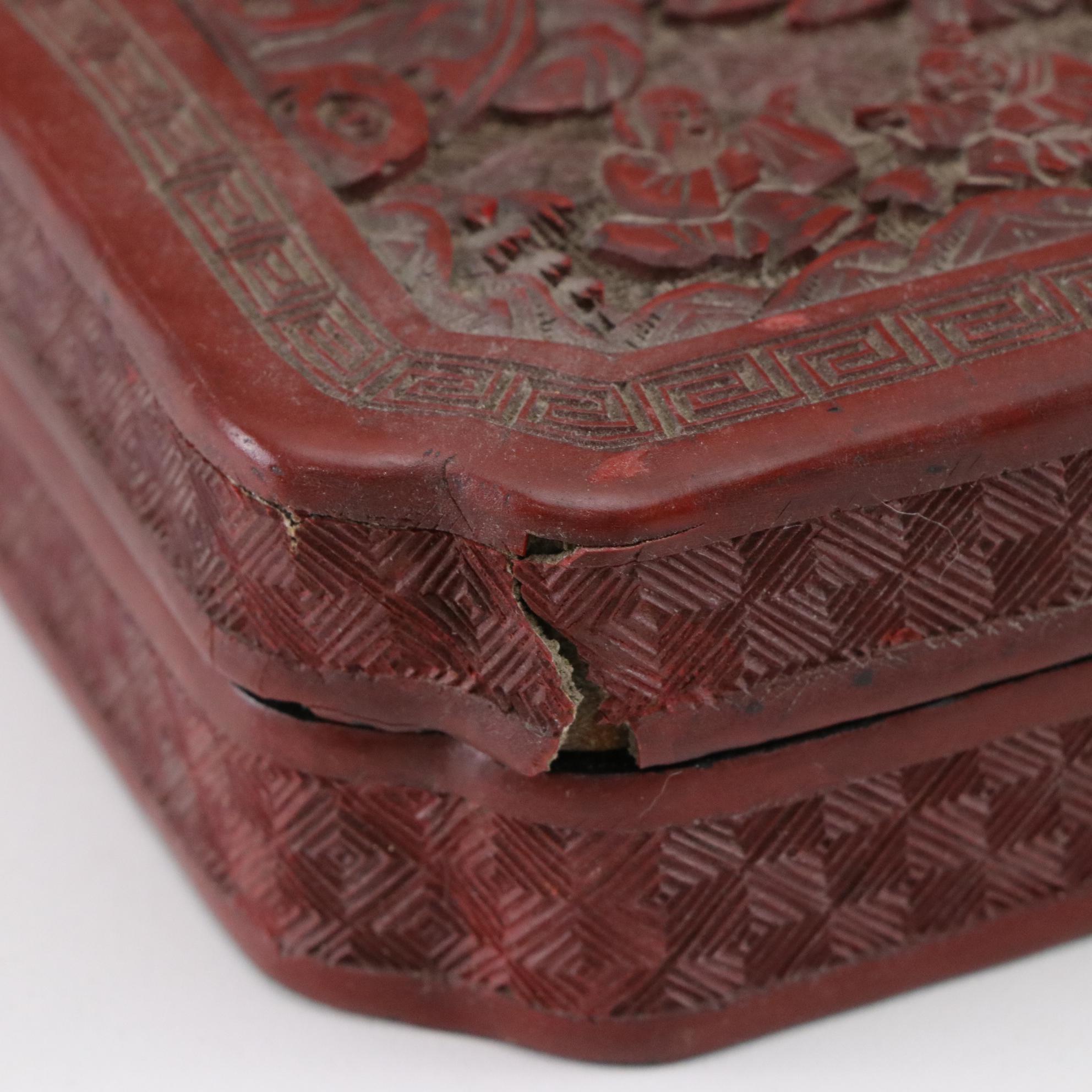 Fitz and Floyd Blanc de Chine Figurine and Chinese Lacquerware Box