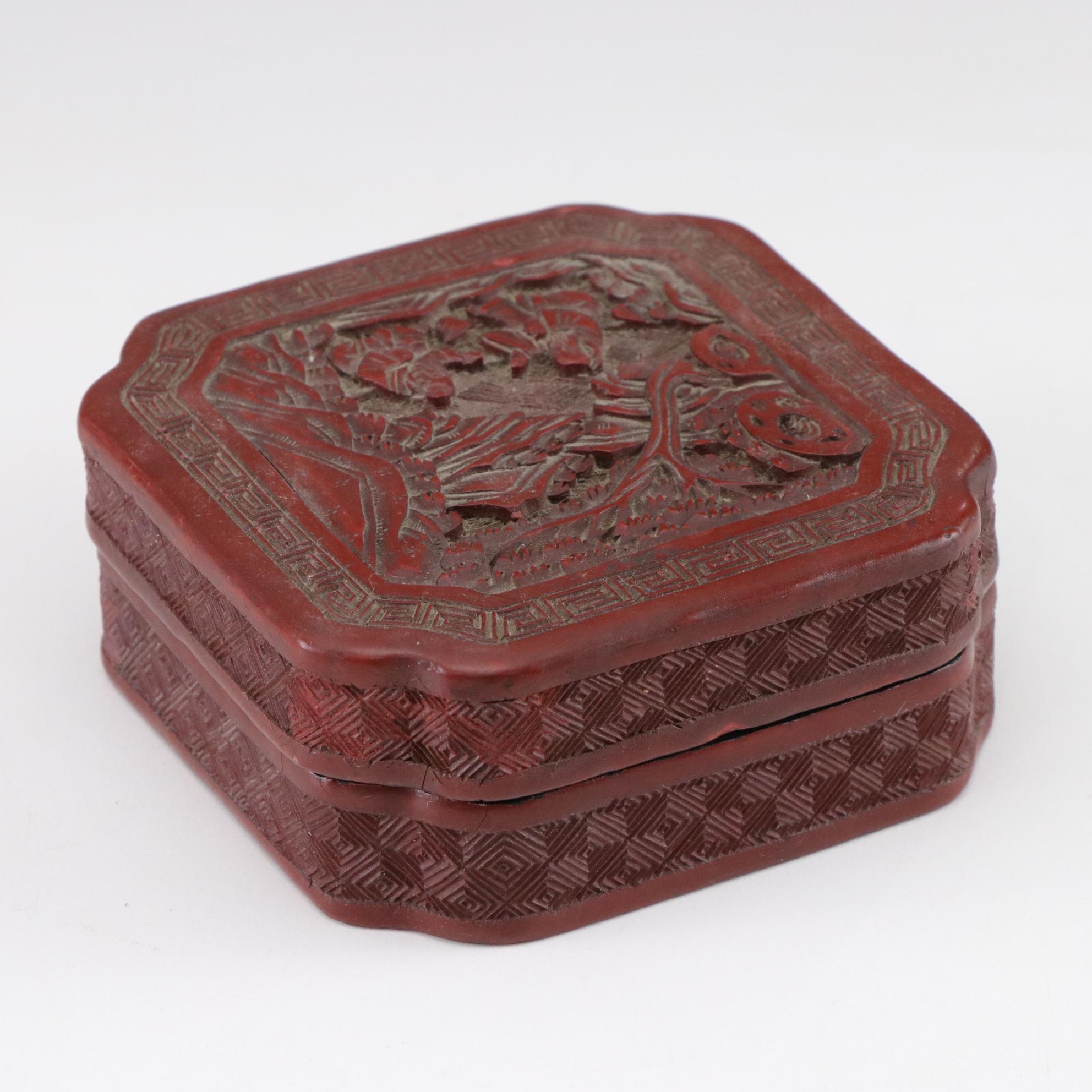 Fitz and Floyd Blanc de Chine Figurine and Chinese Lacquerware Box