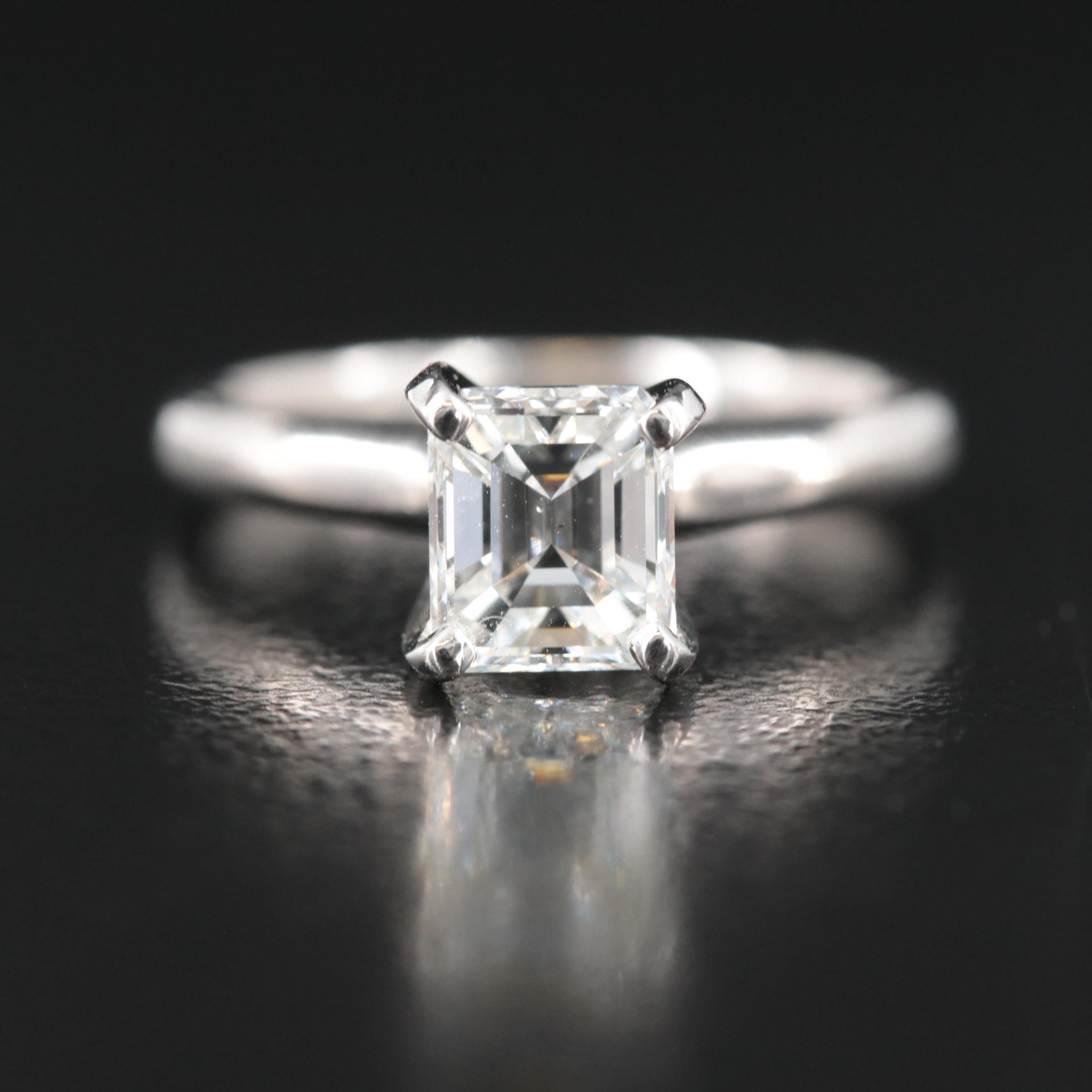 Platinum 1.06 CT Diamond Solitaire Ring with GIA eReport