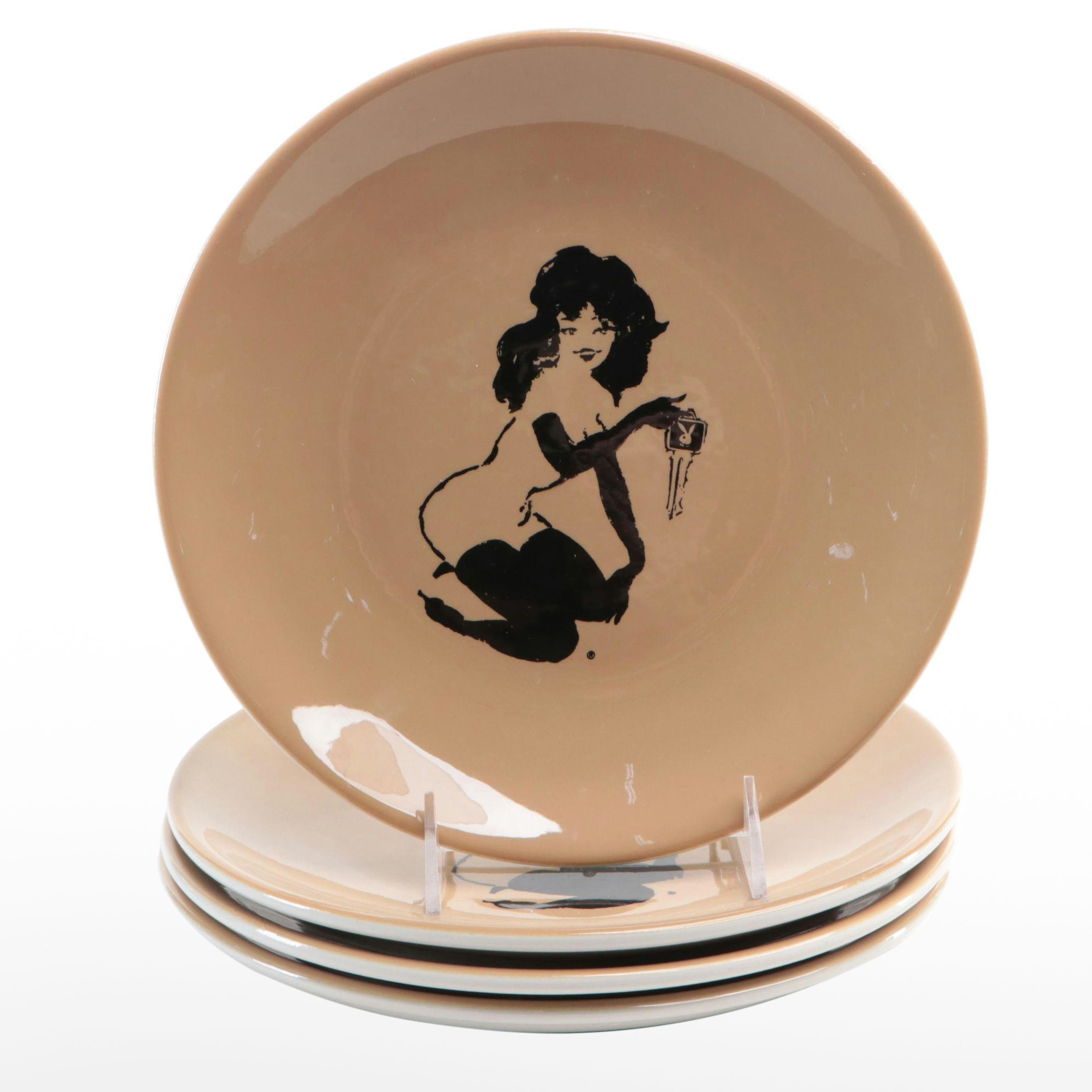Sterling China Company Playboy Bunny Themed Ceramic Plates, Mid-20th Century