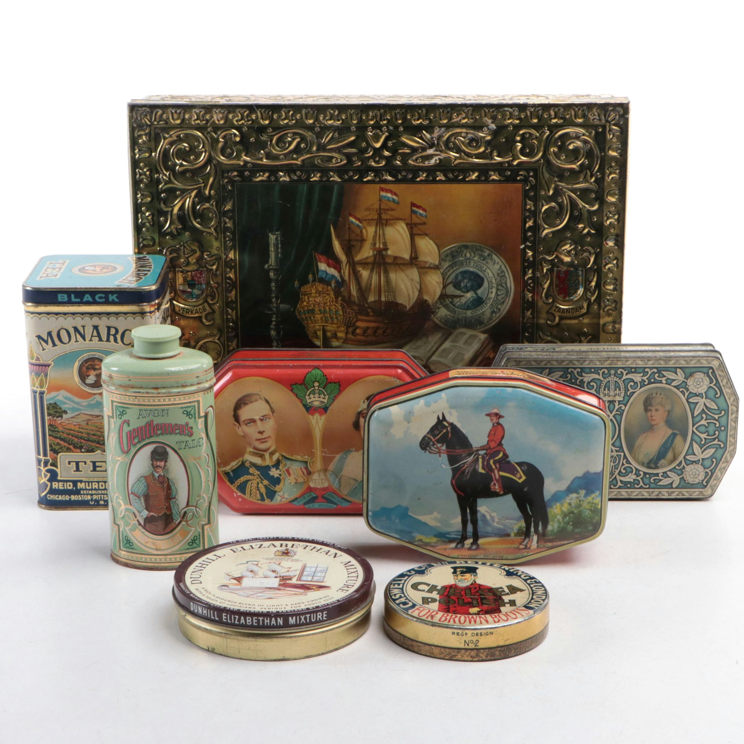 Caswell & Co., Avon Gentlemen's Talc, Monarch Tea and More Tins
