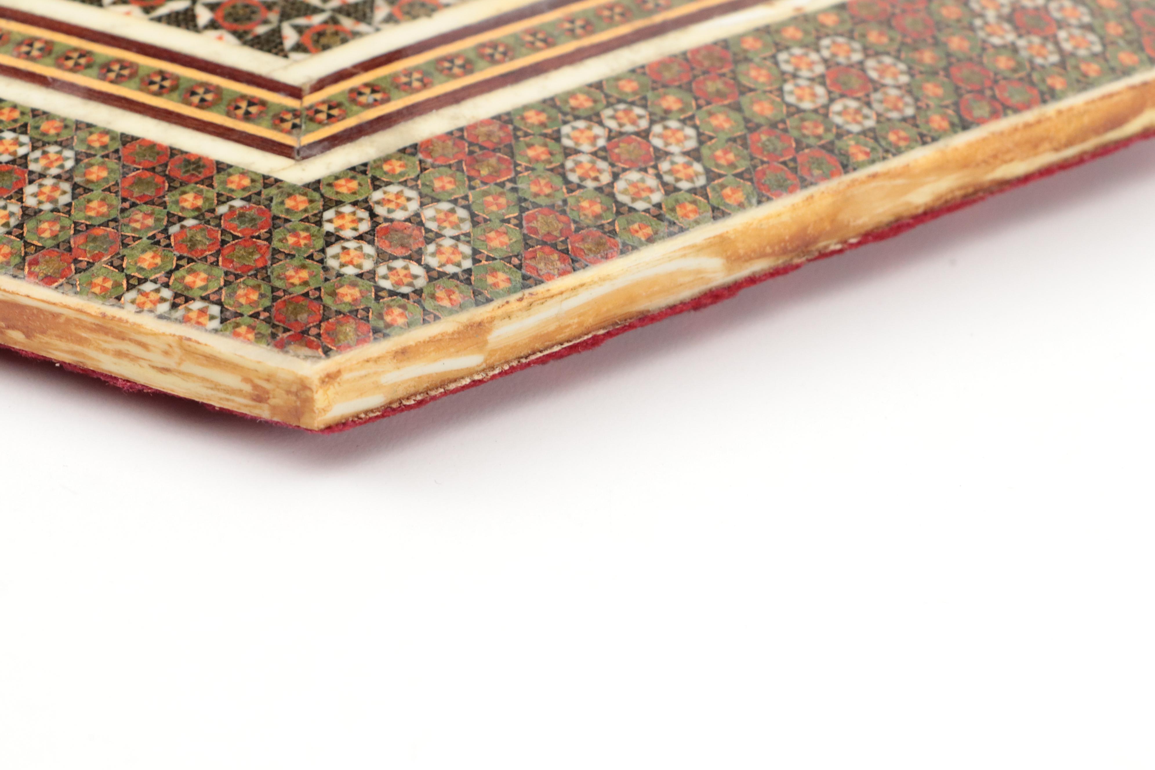 Indo-Persian Style Bone, Resin and Wood Mosaic Inlay Lidded Box