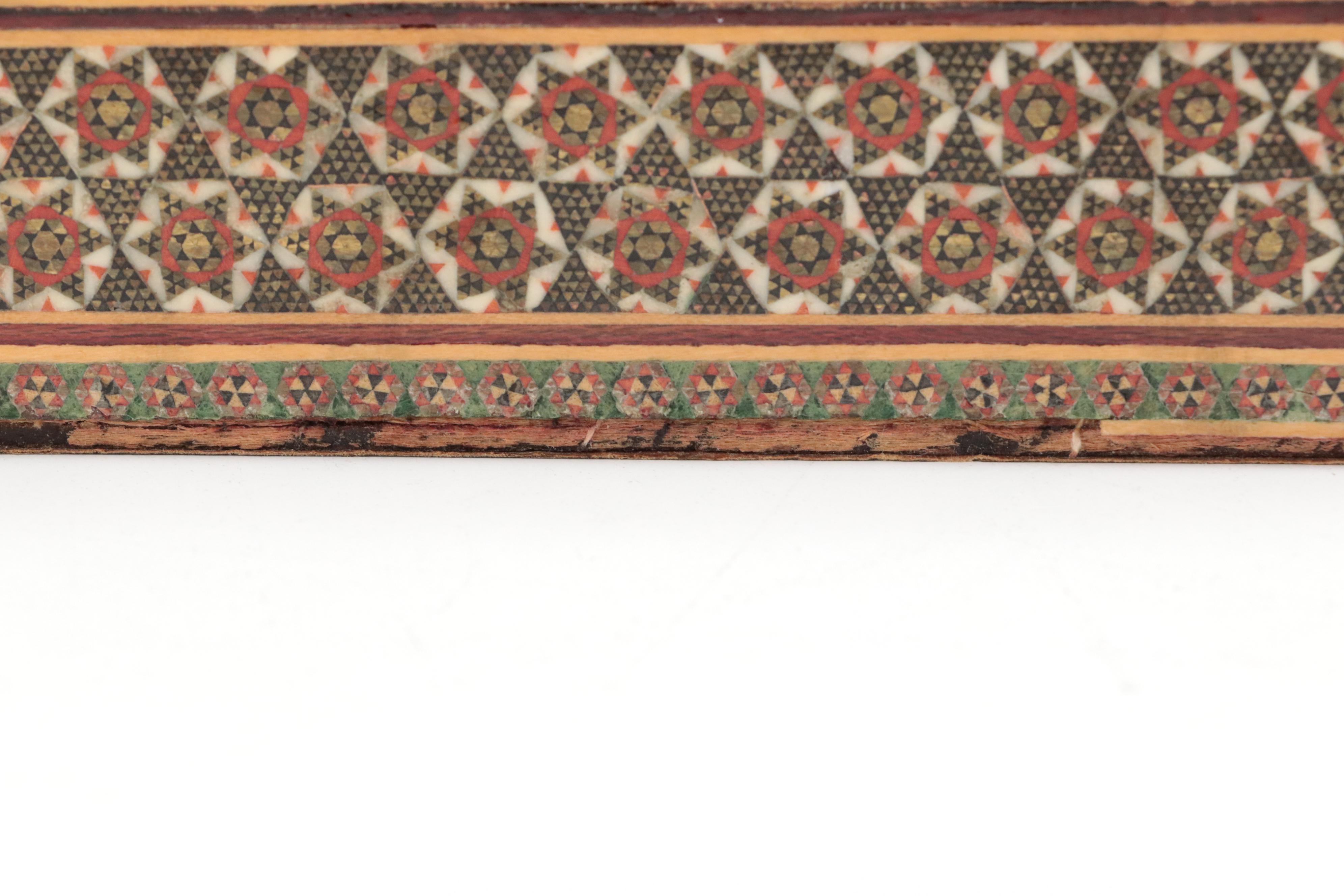 Indo-Persian Style Bone, Resin and Wood Mosaic Inlay Lidded Box