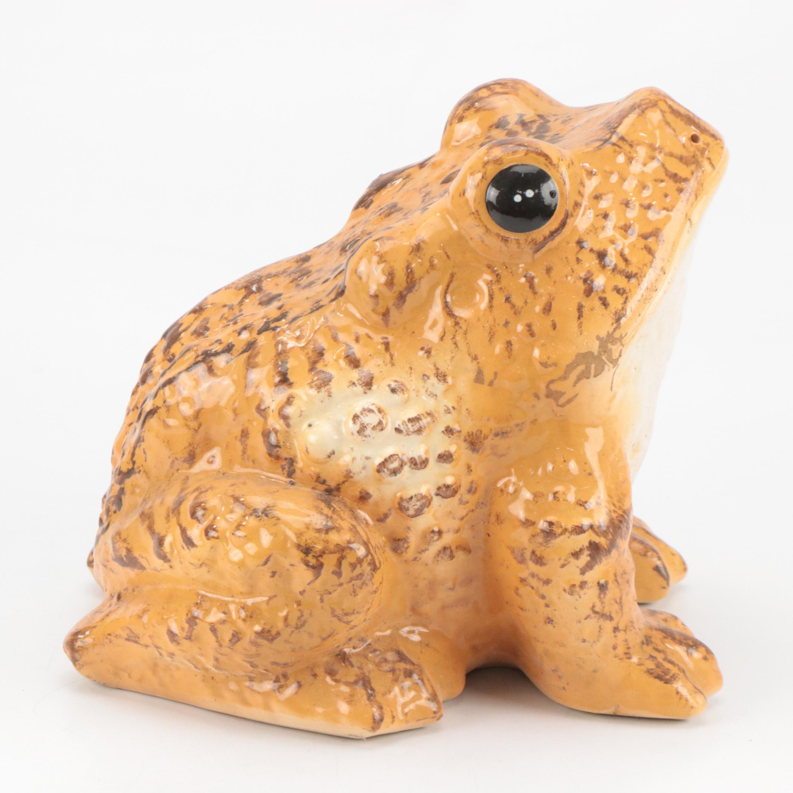 Art Pottery Ceramic Toad Garden Statue