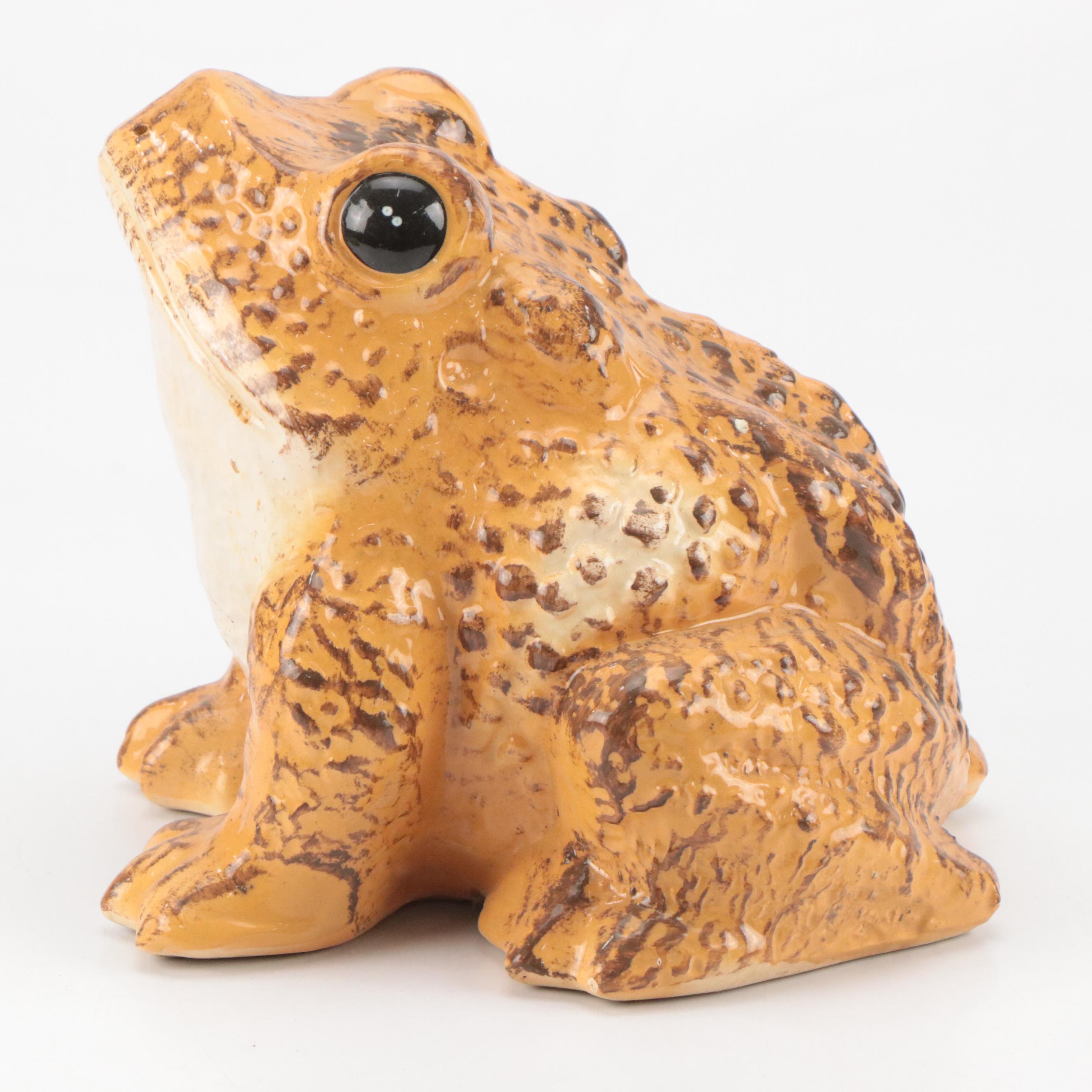Art Pottery Ceramic Toad Garden Statue