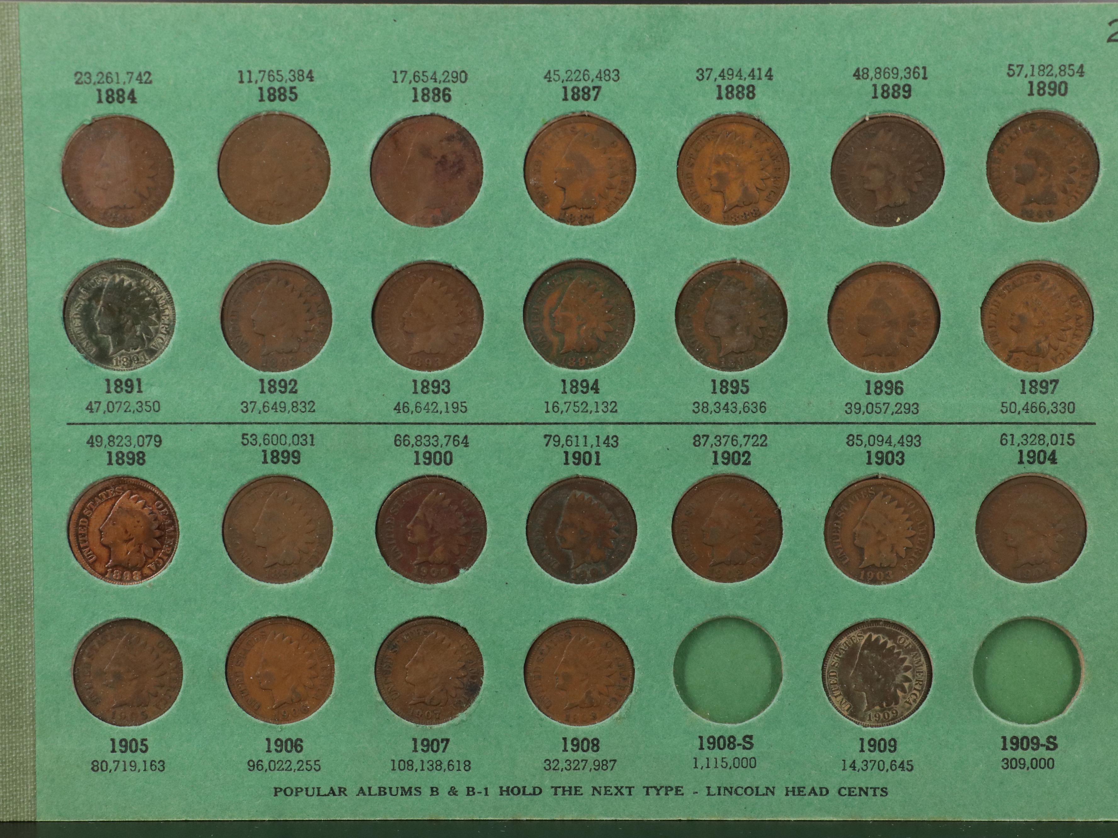 Vintage Album of Forty-Two Different Indian Head Cents