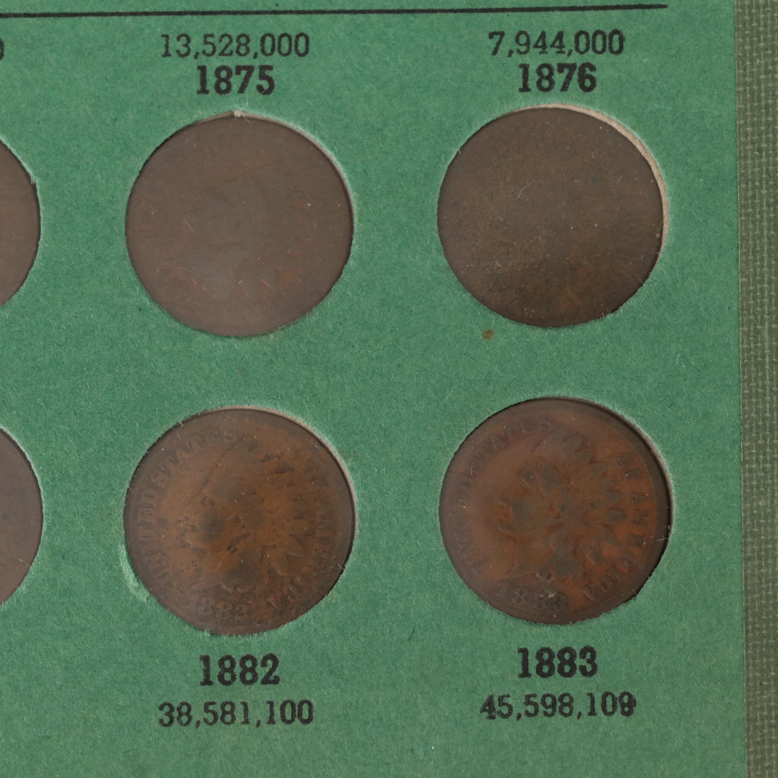 Vintage Album of Forty-Two Different Indian Head Cents