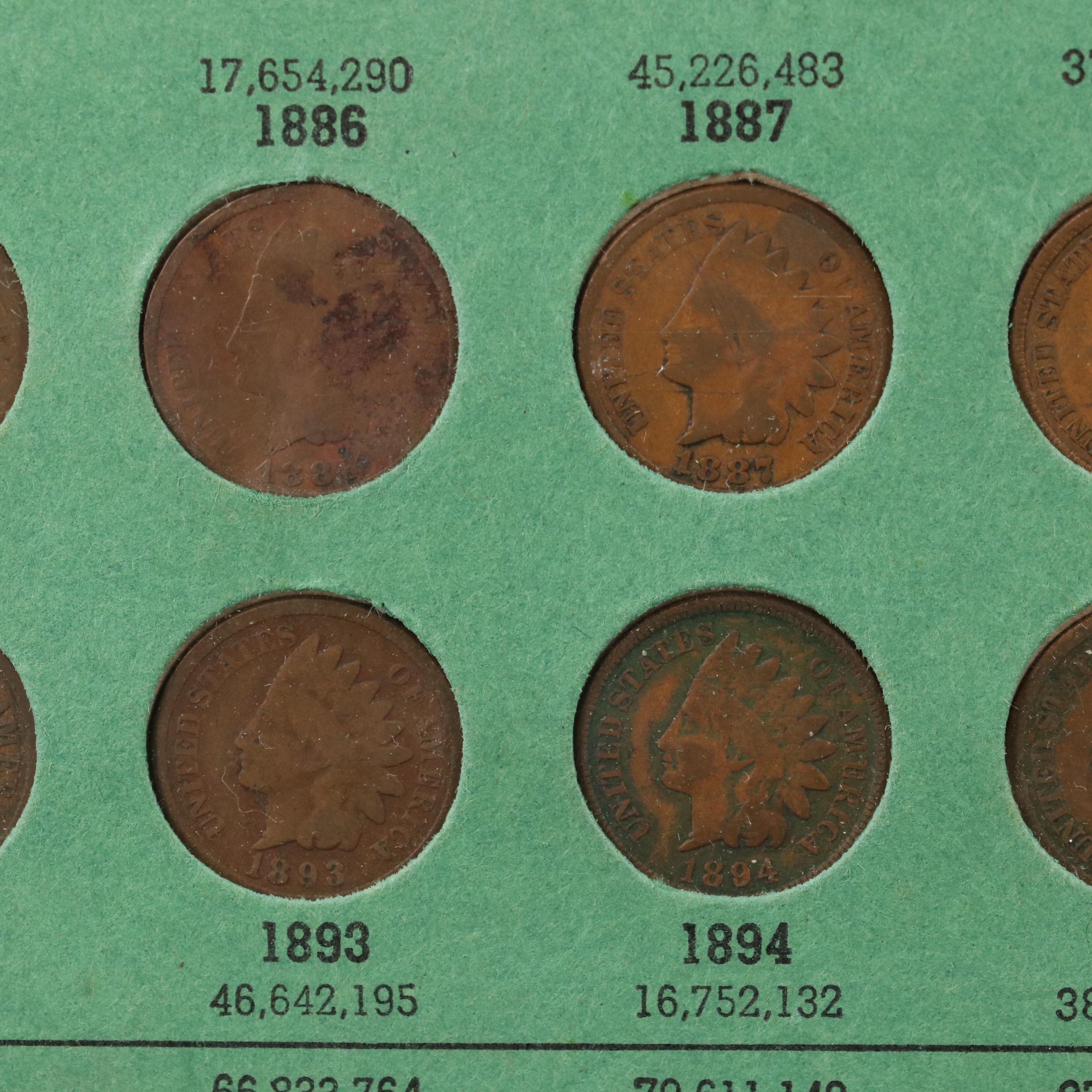 Vintage Album of Forty-Two Different Indian Head Cents