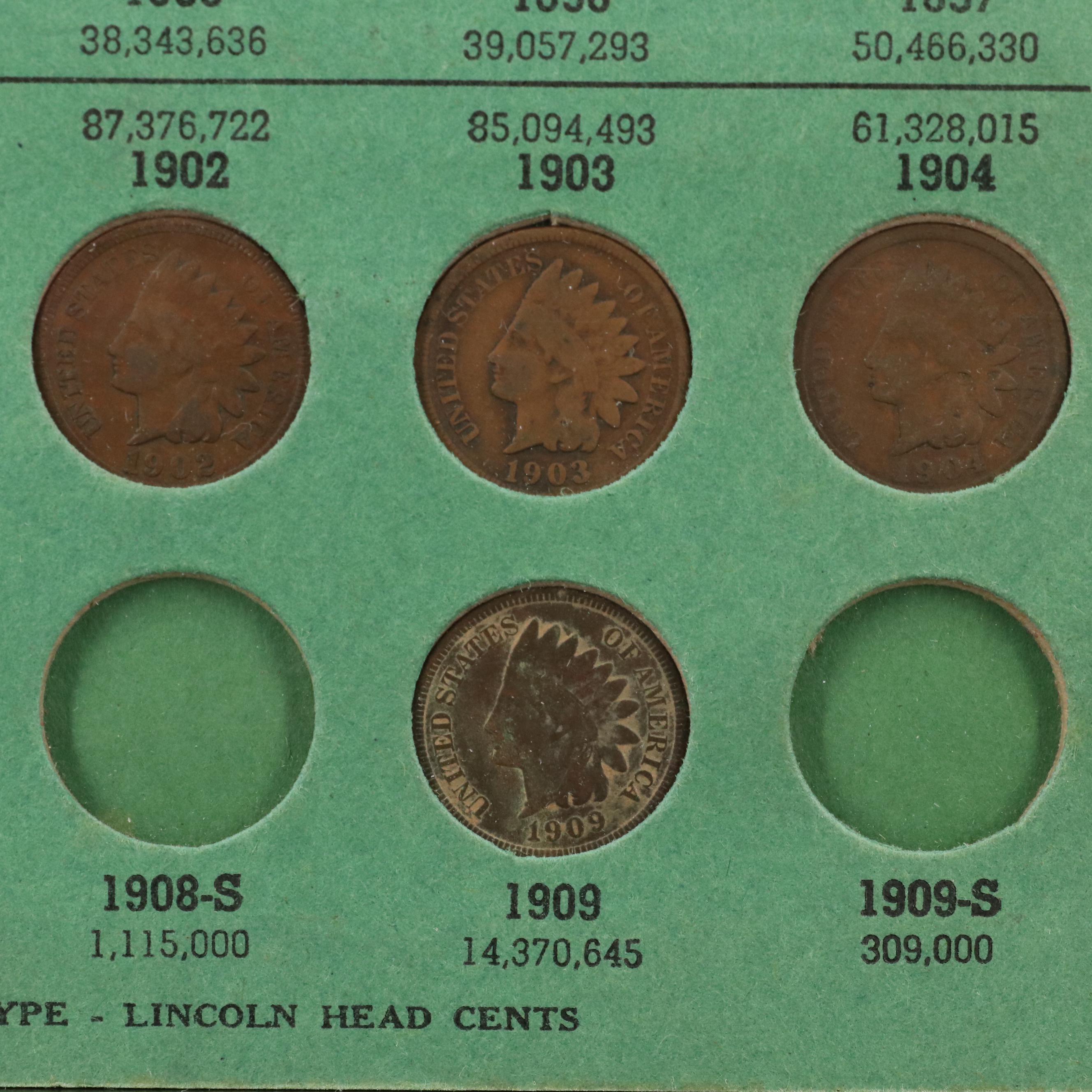 Vintage Album of Forty-Two Different Indian Head Cents