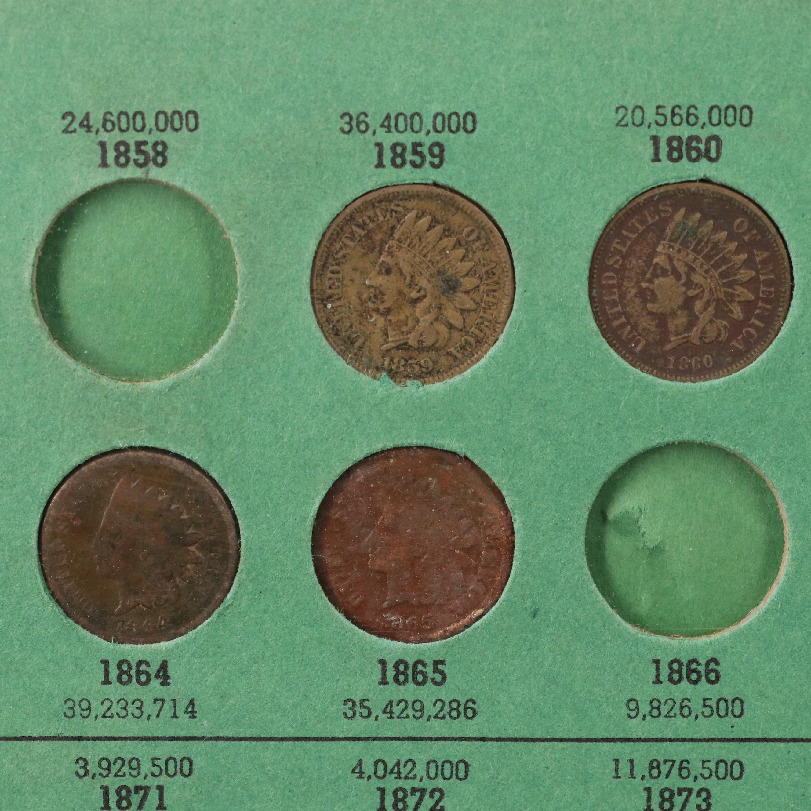 Vintage Album of Forty-Two Different Indian Head Cents