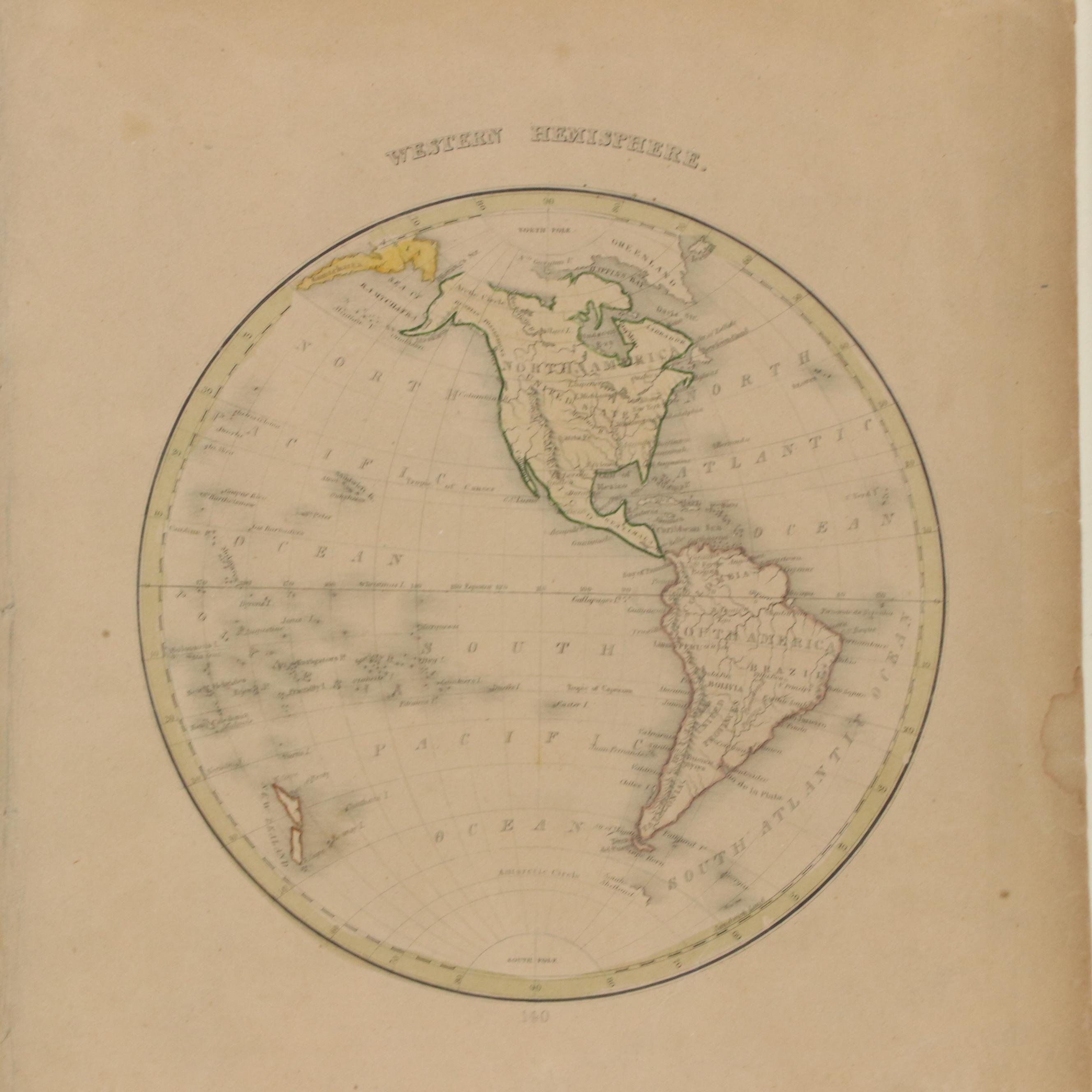 Hand-Colored Engraving Map "Western Hemisphere"