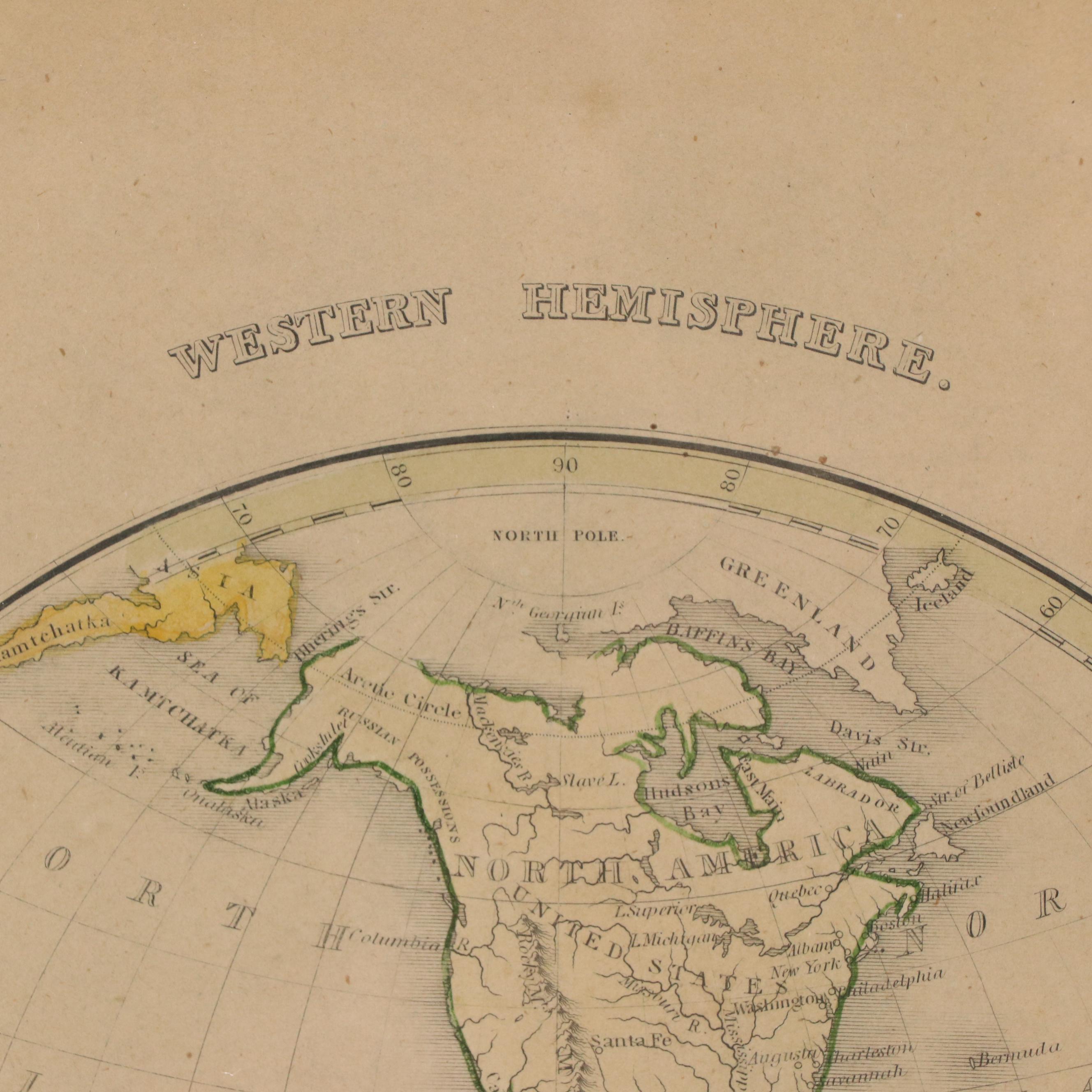 Hand-Colored Engraving Map "Western Hemisphere"