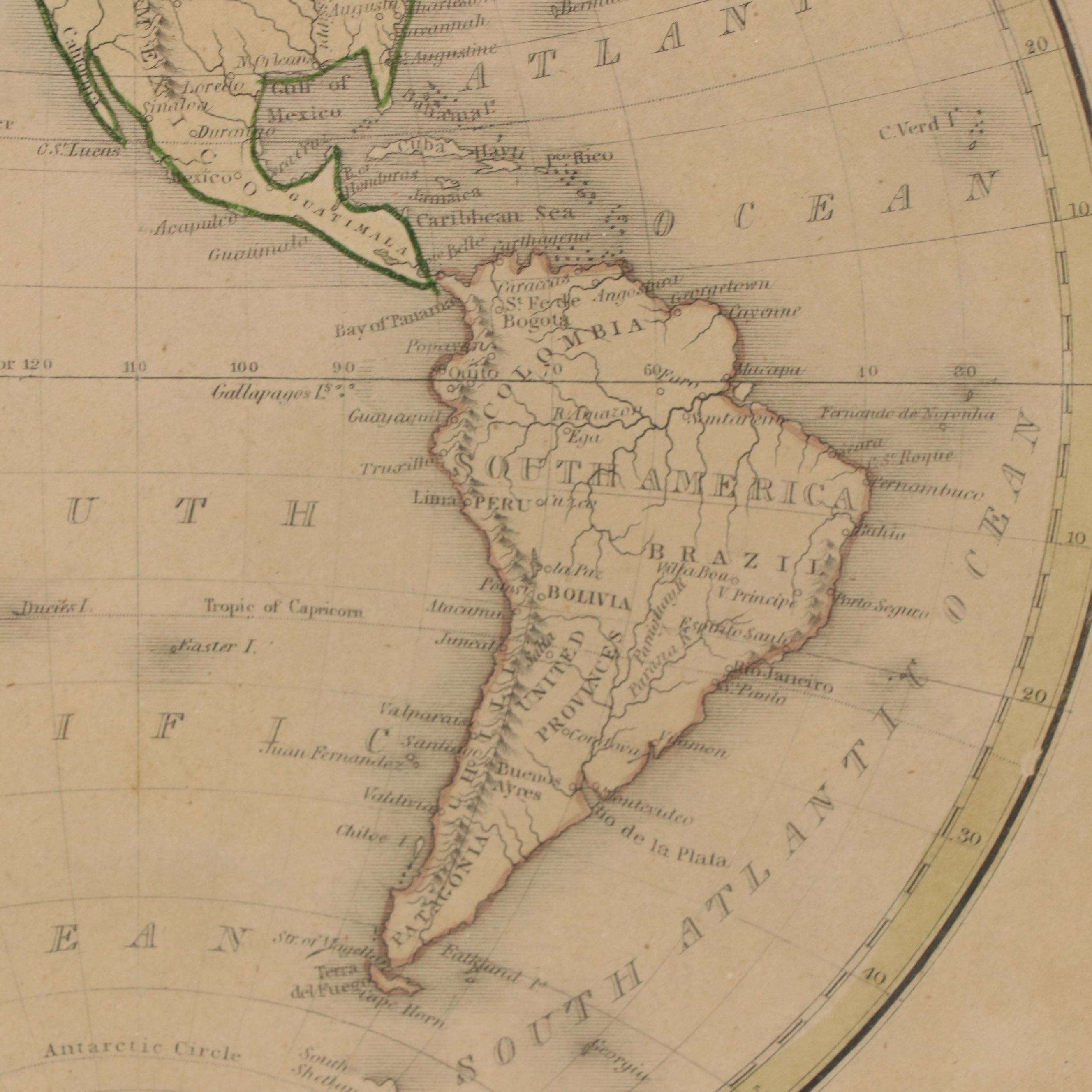 Hand-Colored Engraving Map "Western Hemisphere"