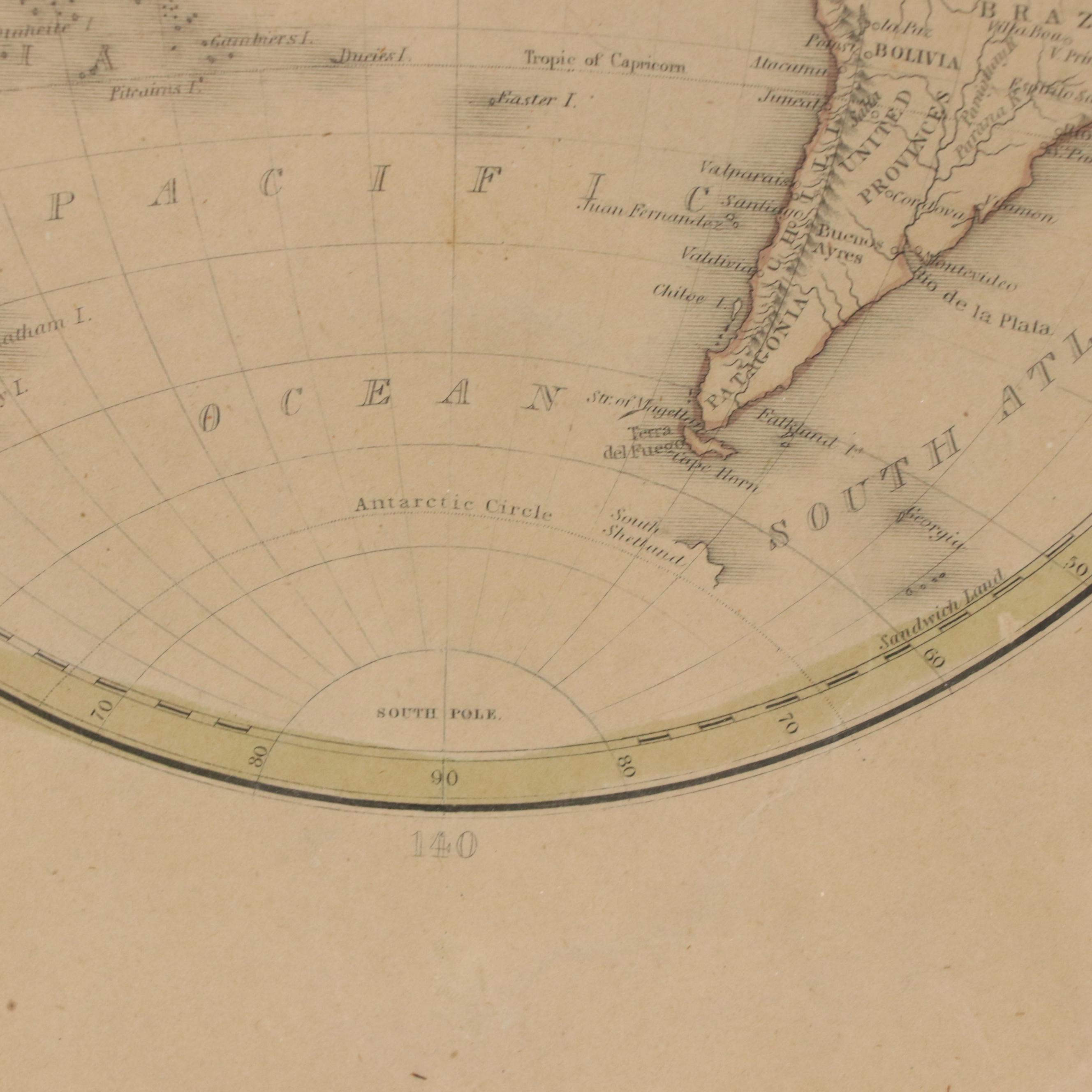 Hand-Colored Engraving Map "Western Hemisphere"