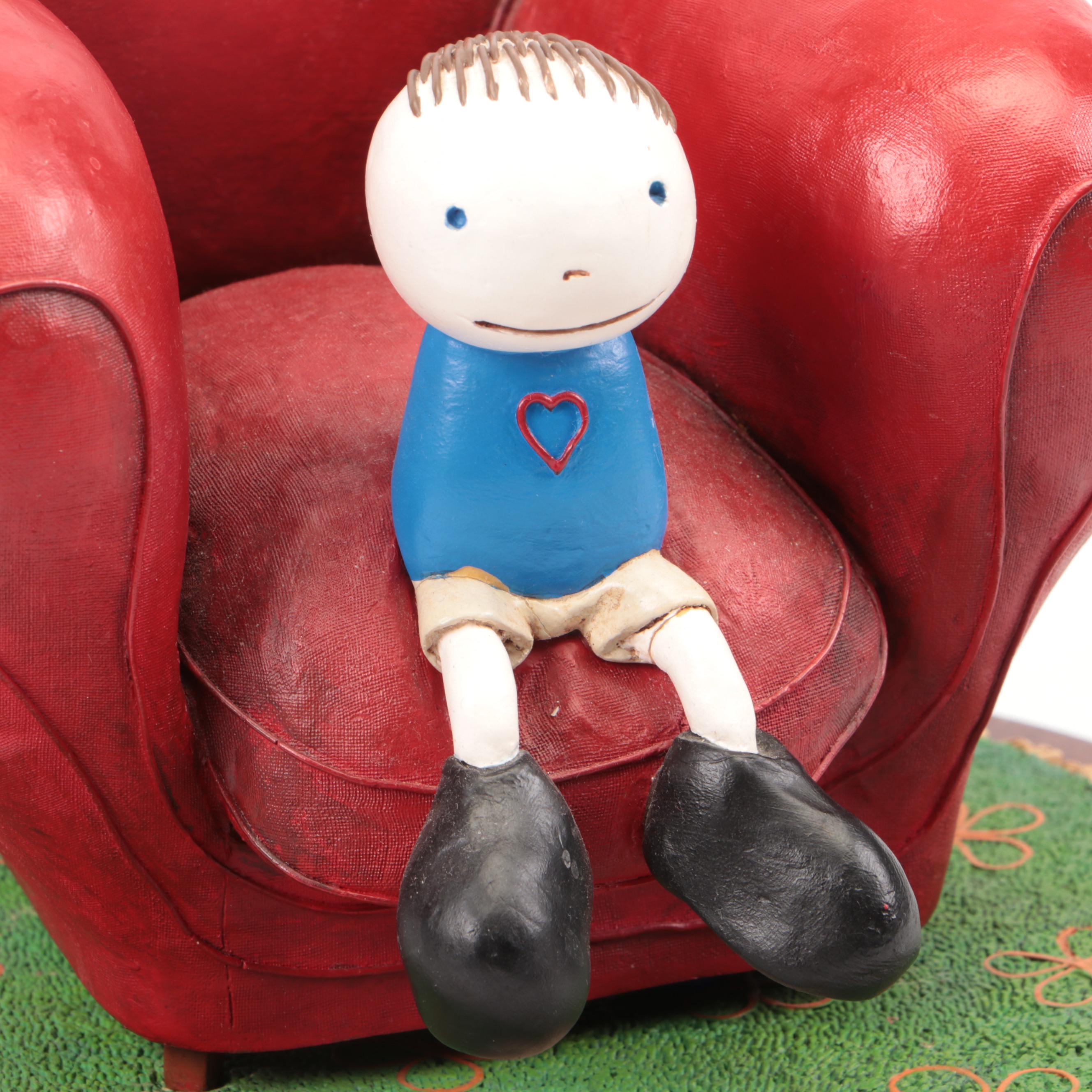 MacKenzie Thorpe Resin Sculpture "Love Seated"