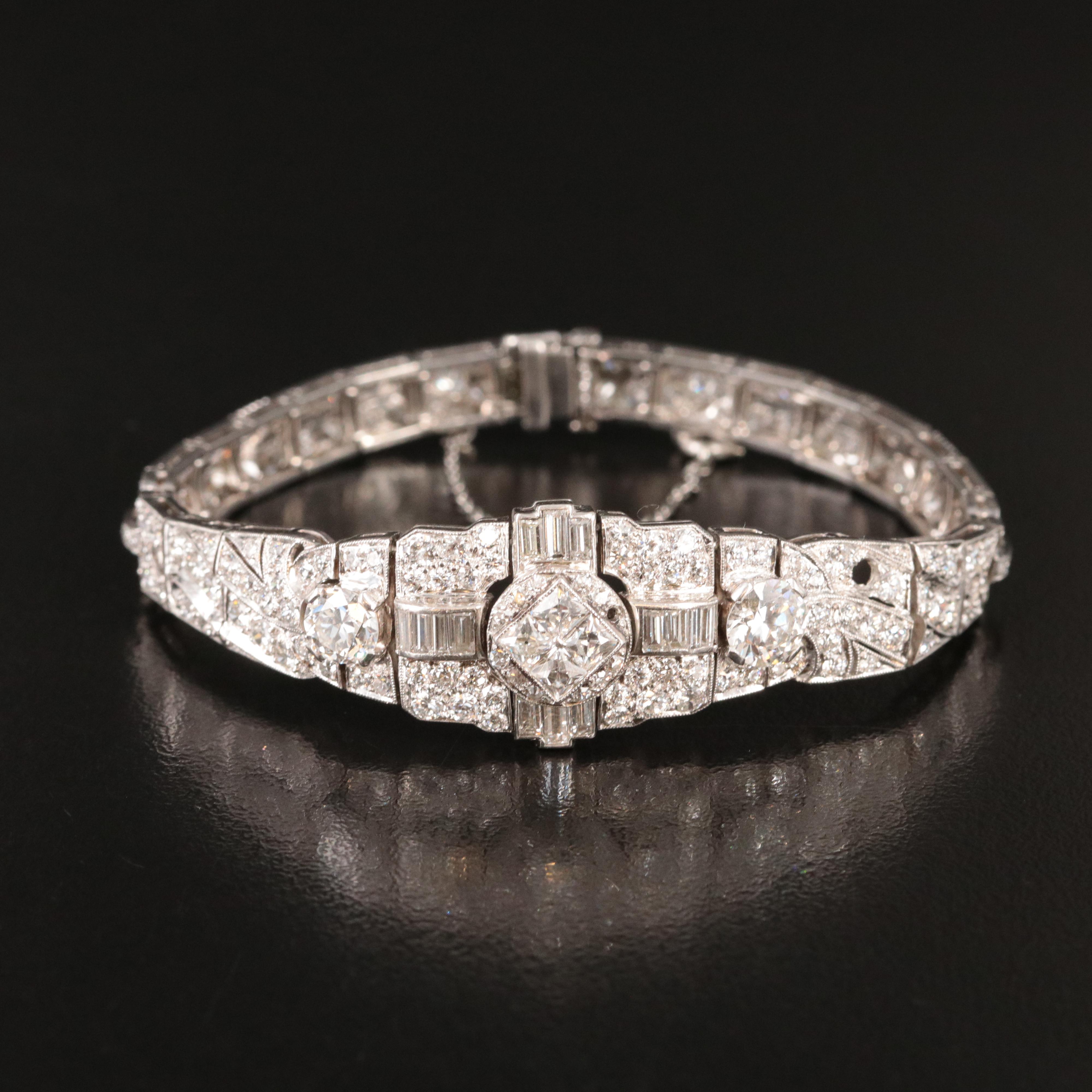 Art Deco Platinum 8.78 CTW Diamond Bracelet