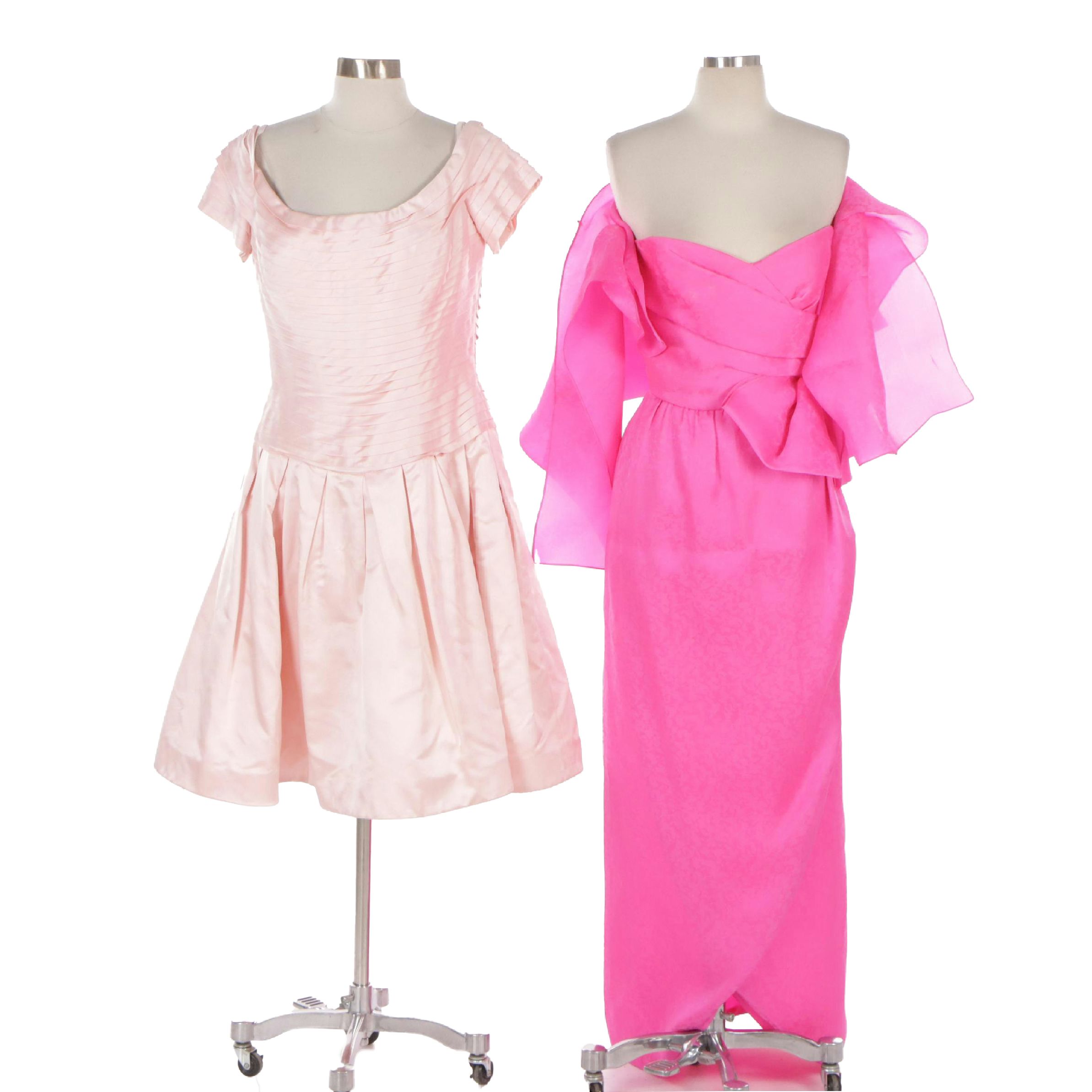 Frank Usher Strapless Dress in Pink Silk & Helen Morley Off the Shoulder Dress